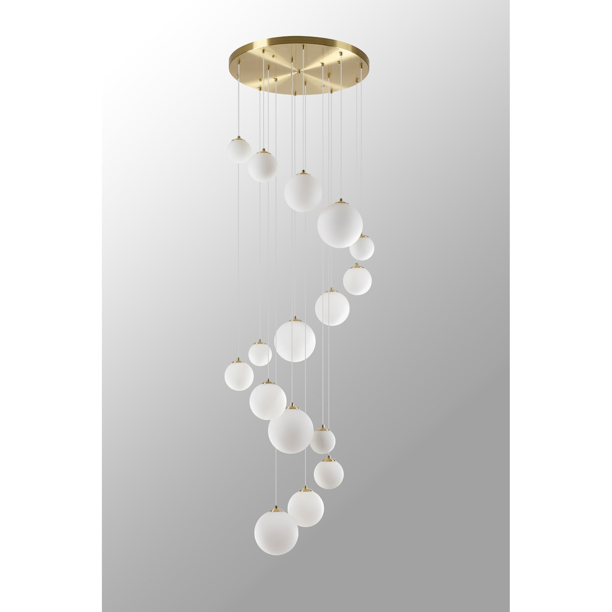 Fabula Deacon 16 Light Pendant - Satin Gold & Opal Glass