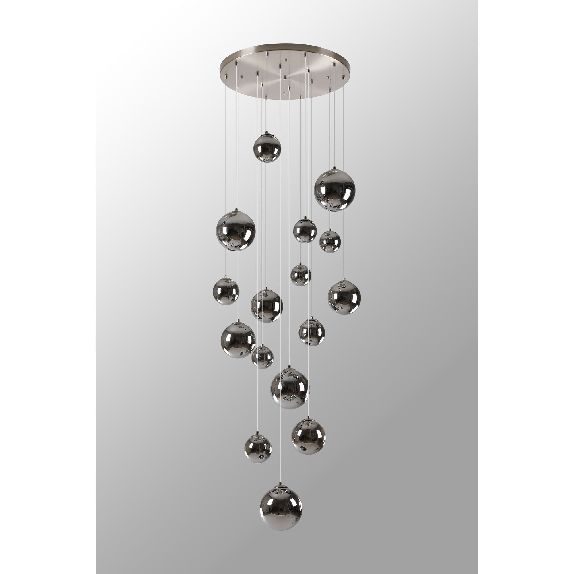 Fabula Deacon 16 Light Pendant - Satin Nickel & Chrome Plated Glass