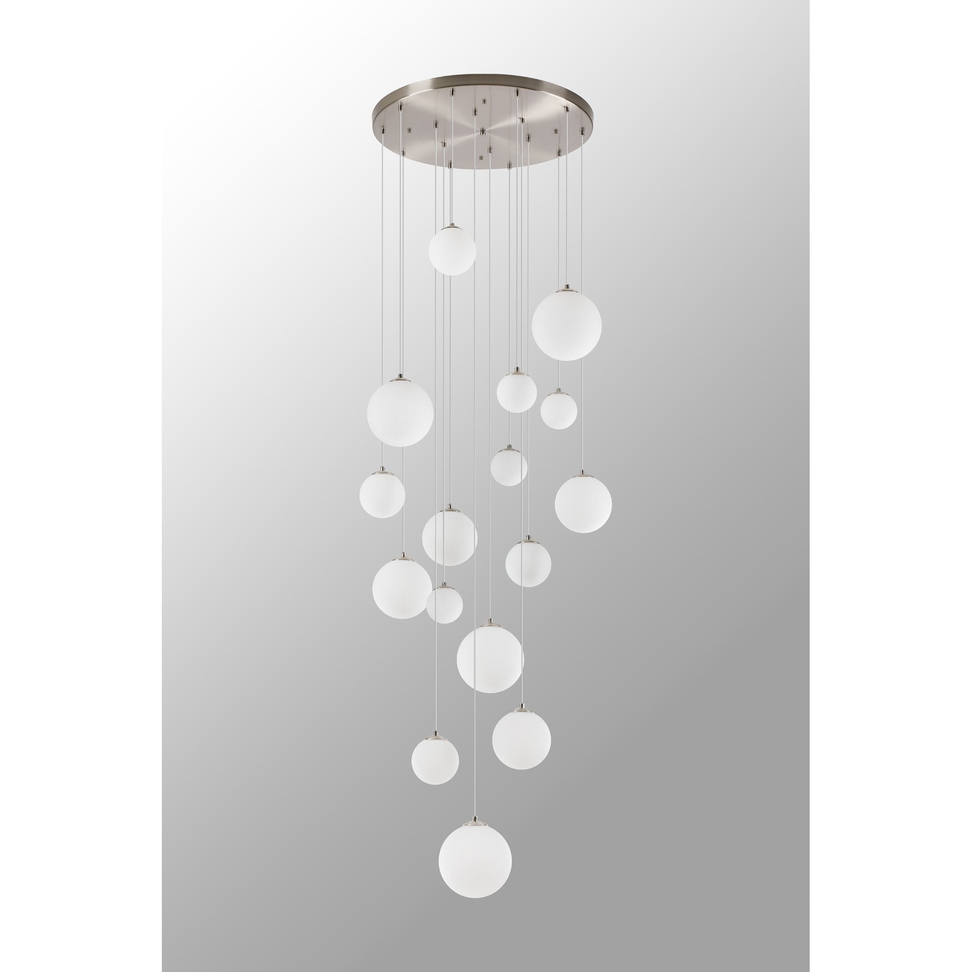 Fabula Deacon 16 Light Pendant - Satin Nickel & Opal Glass
