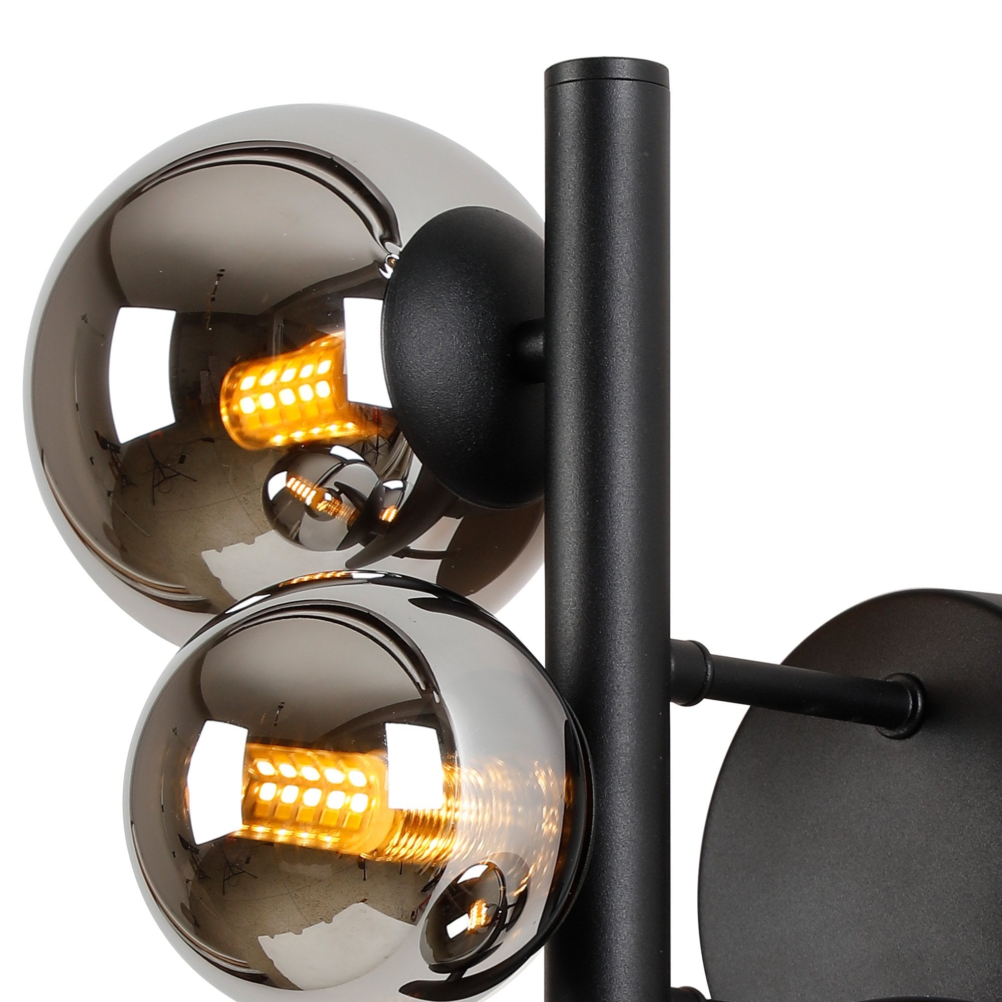 Fabula Deacon 3 Light Wall Lamp - Satin Black & Chrome Plated Glass