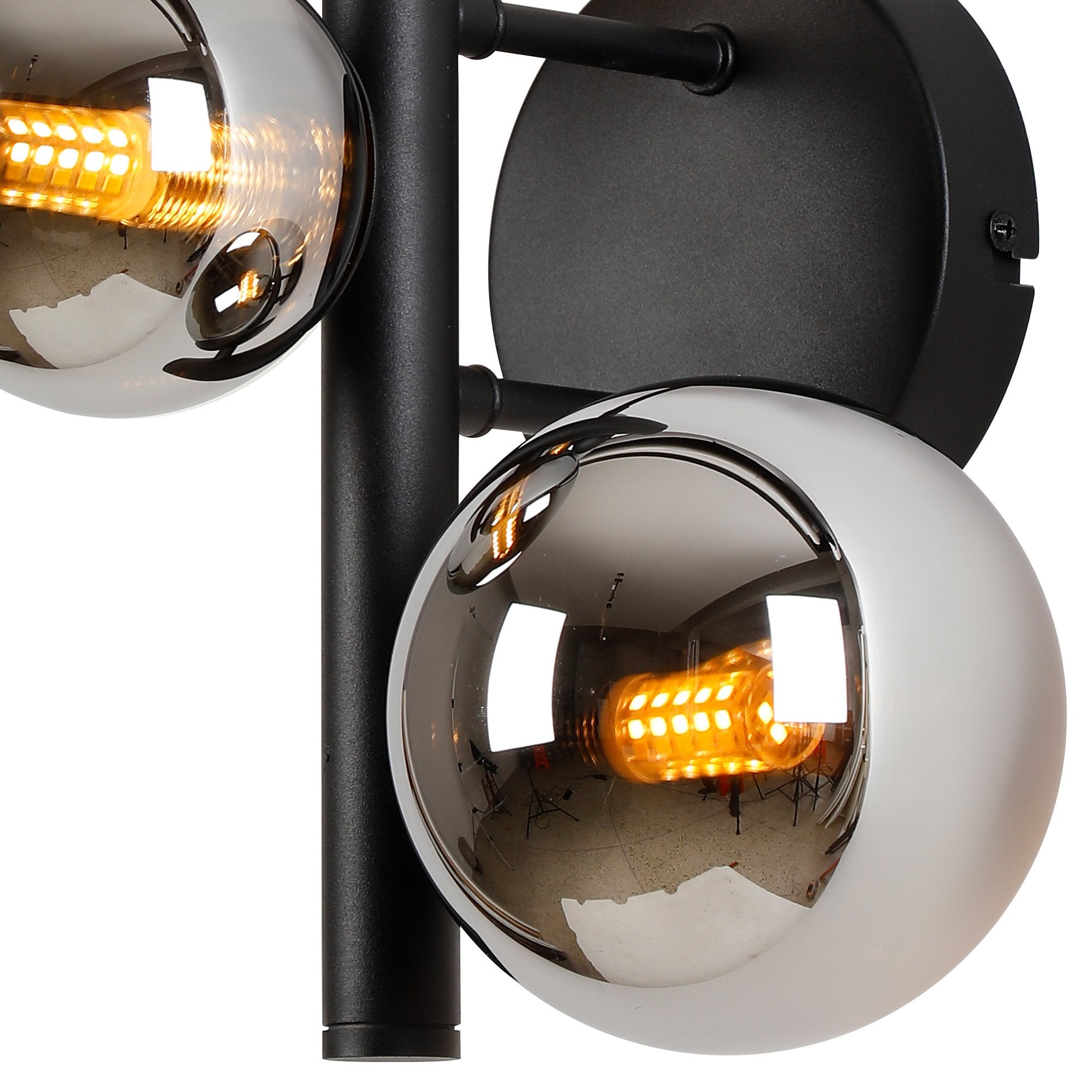 Fabula Deacon 3 Light Wall Lamp - Satin Black & Chrome Plated Glass