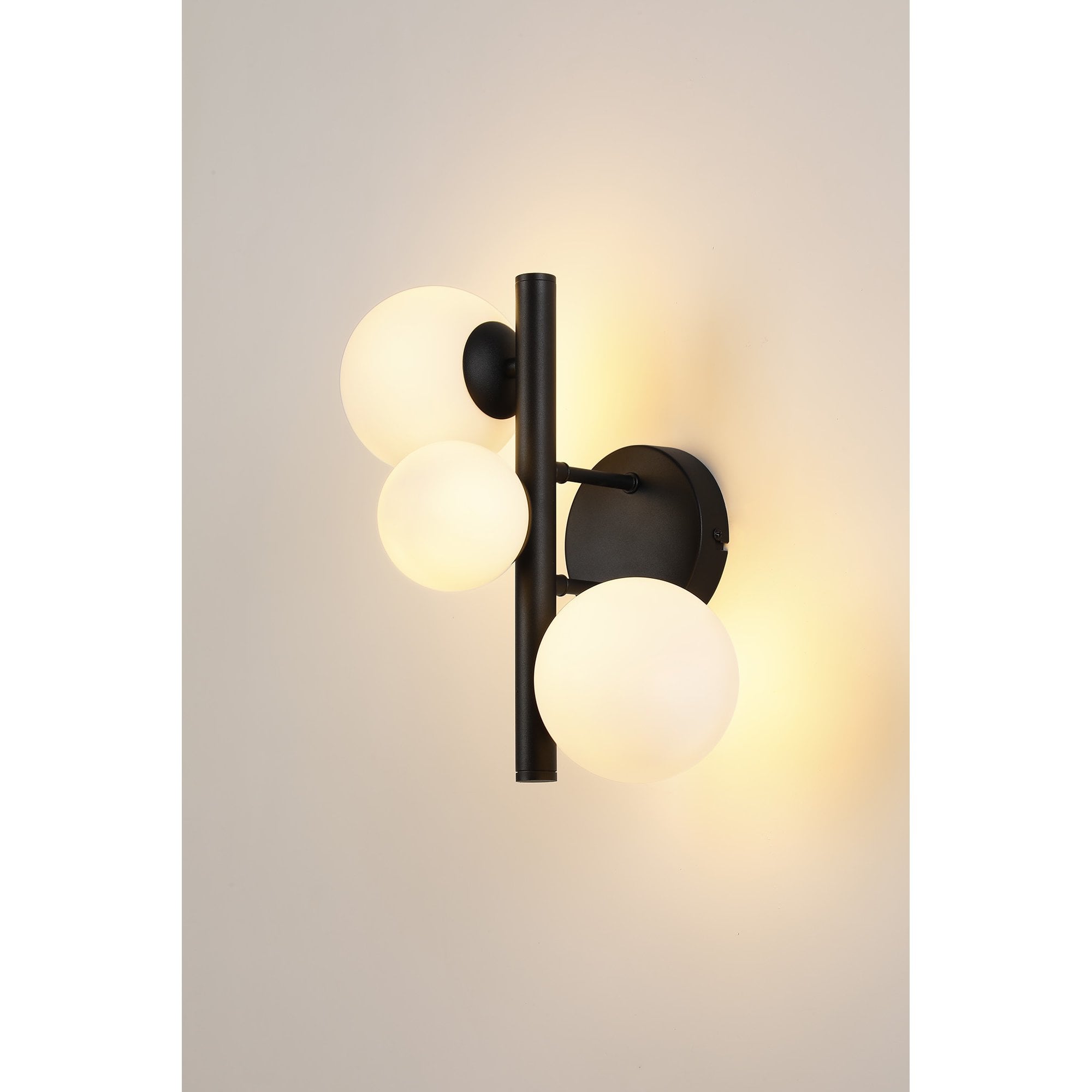 Fabula Deacon 3 Light Wall Lamp - Satin Black & Opal Glass