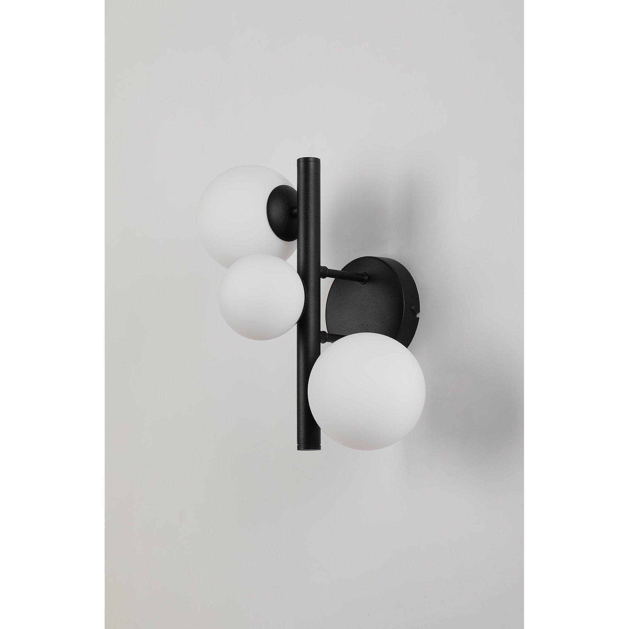 Fabula Deacon 3 Light Wall Lamp - Satin Black & Opal Glass