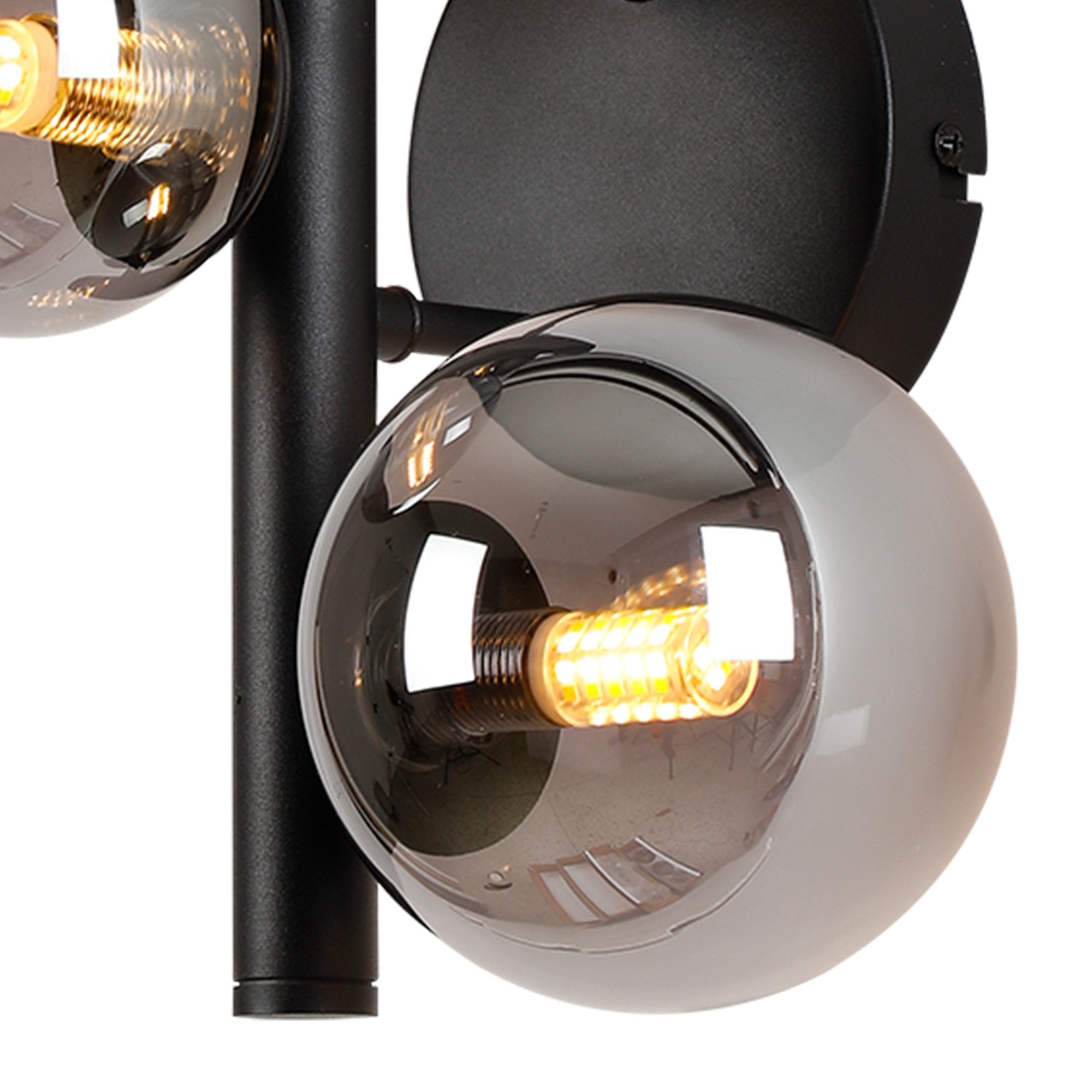 Fabula Deacon 3 Light Wall Lamp - Satin Black & Smoke Plated Glass