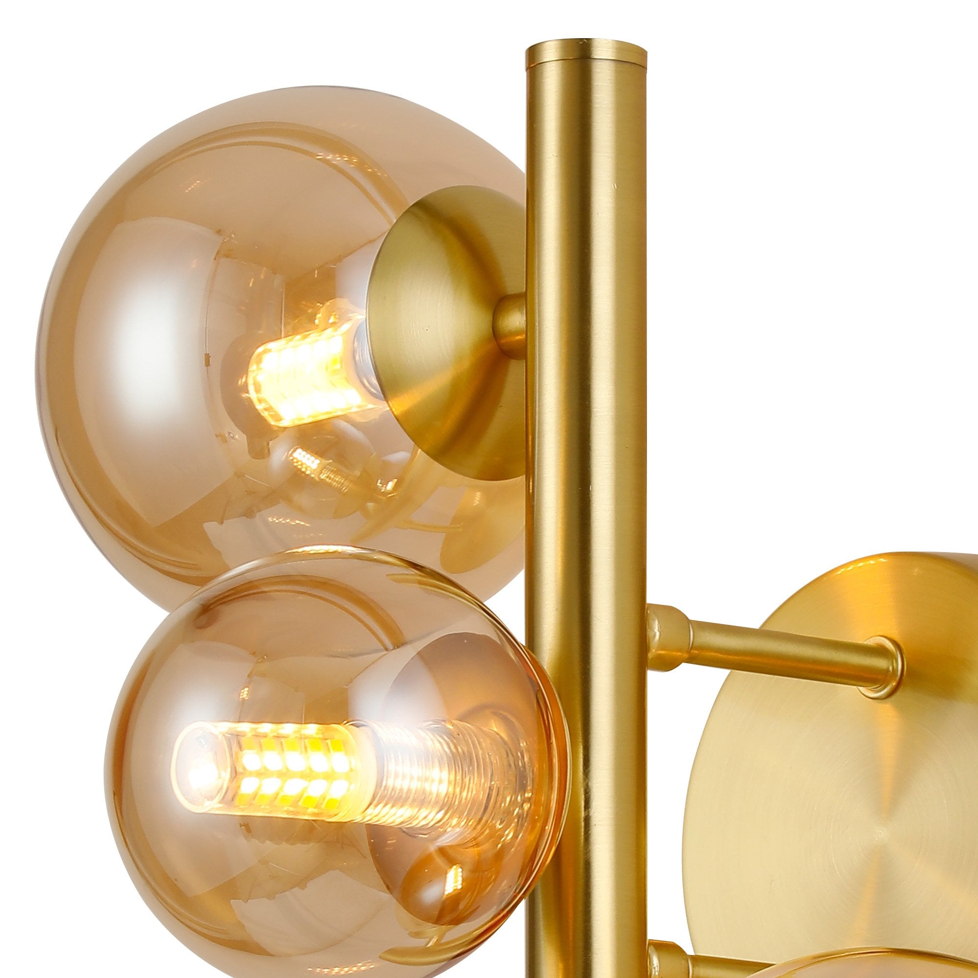 Fabula Deacon 3 Light Wall Lamp - Satin Gold & Amber Plated Glass