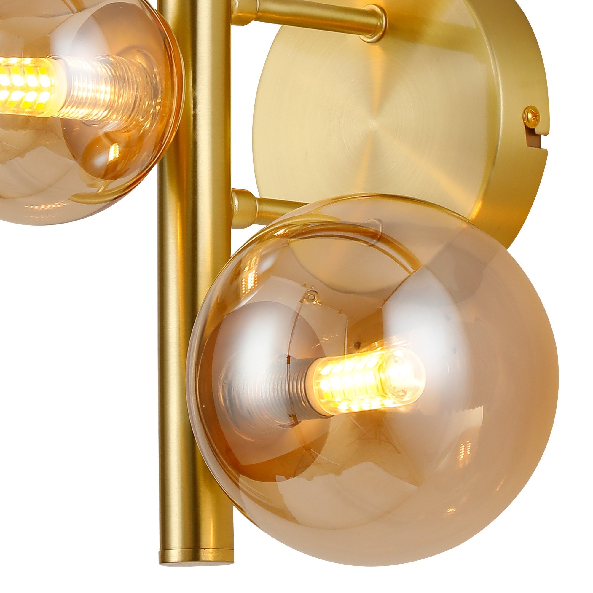 Fabula Deacon 3 Light Wall Lamp - Satin Gold & Amber Plated Glass