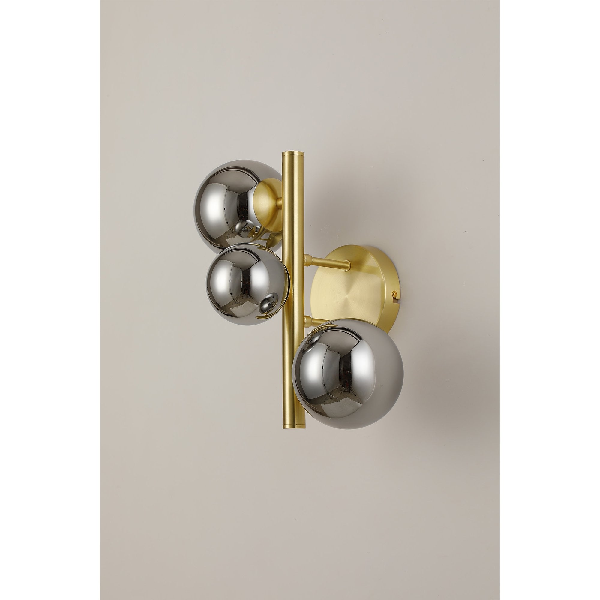 Fabula Deacon 3 Light Wall Lamp - Satin Gold & Chrome Plated Glass