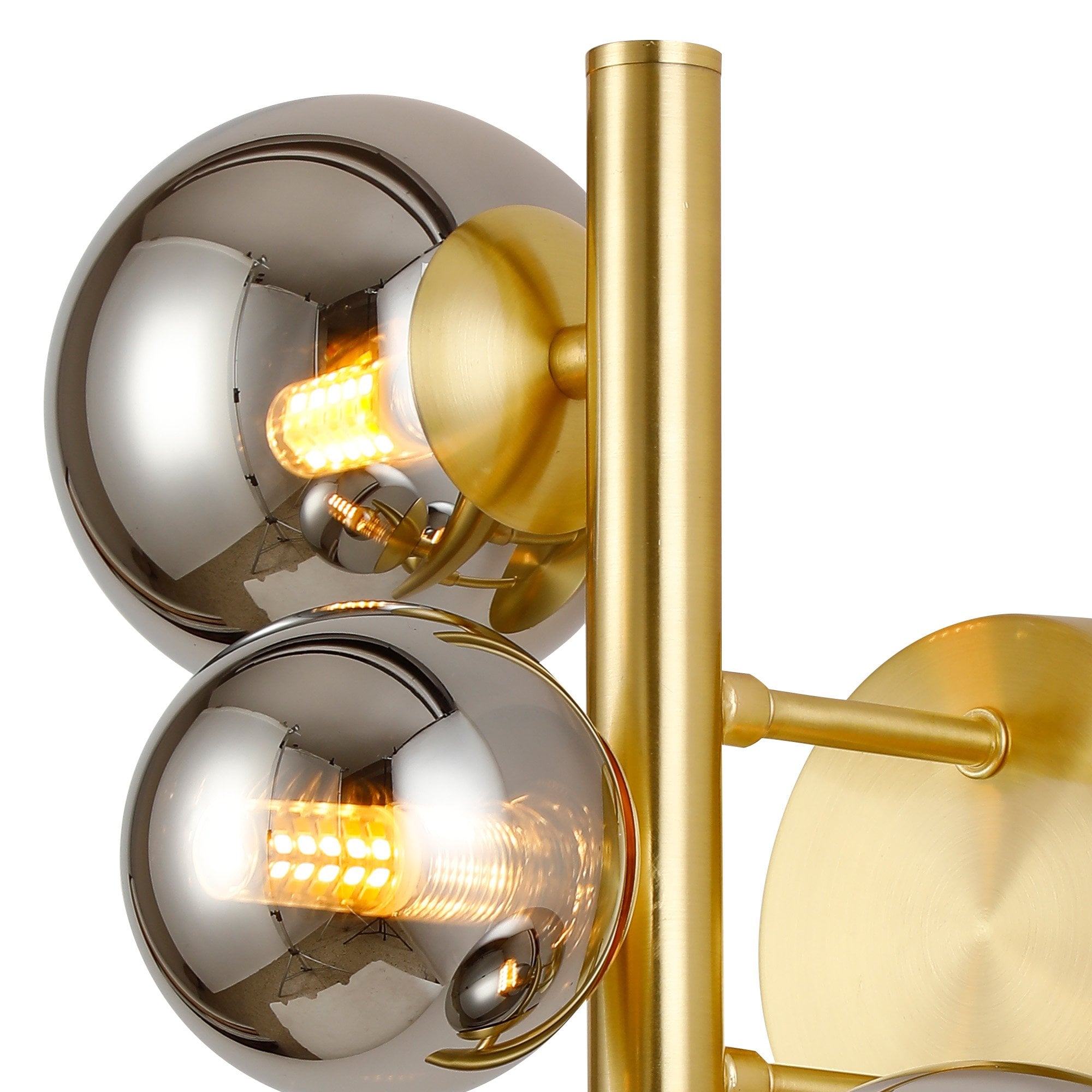 Fabula Deacon 3 Light Wall Lamp - Satin Gold & Chrome Plated Glass