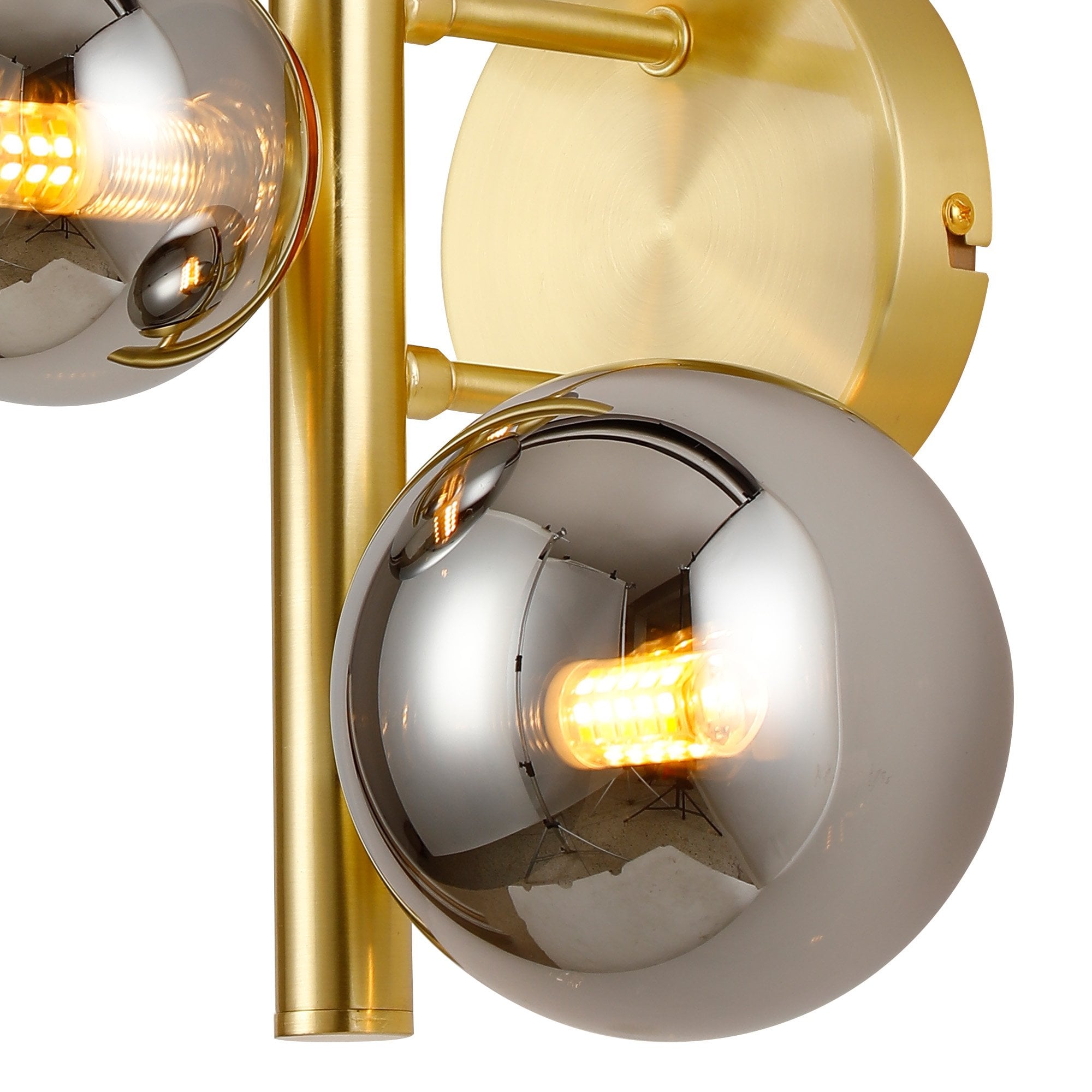 Fabula Deacon 3 Light Wall Lamp - Satin Gold & Chrome Plated Glass
