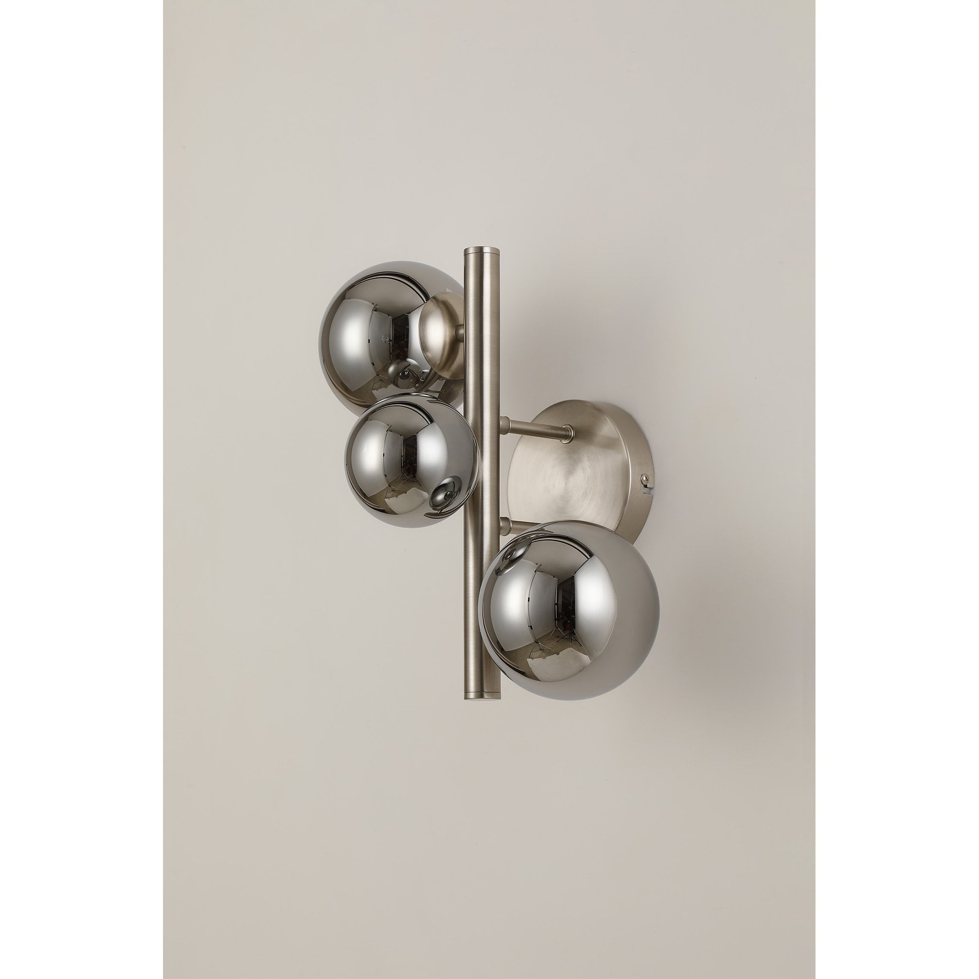 Fabula Deacon 3 Light Wall Lamp - Satin Nickel & Chrome Plated Glass