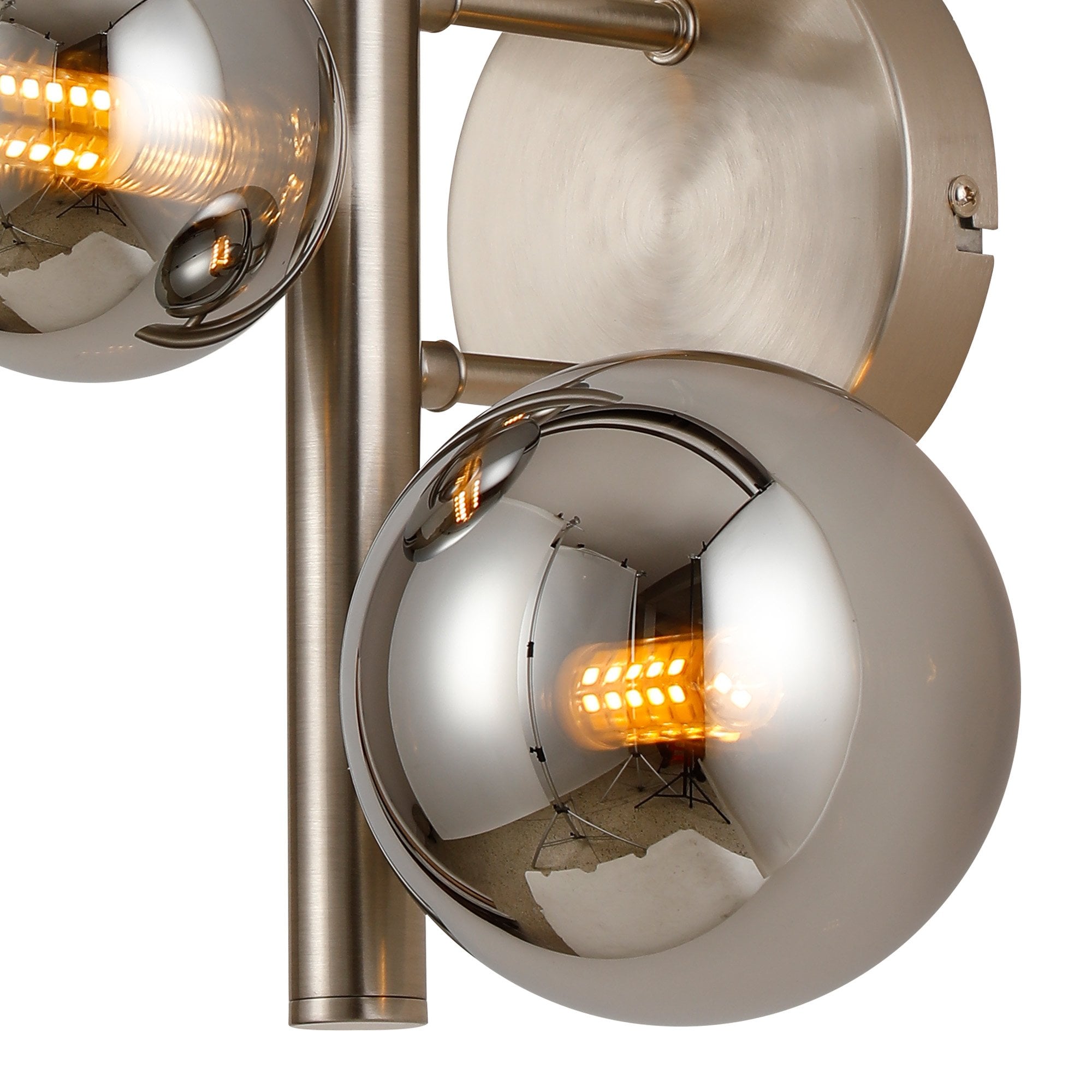 Fabula Deacon 3 Light Wall Lamp - Satin Nickel & Chrome Plated Glass