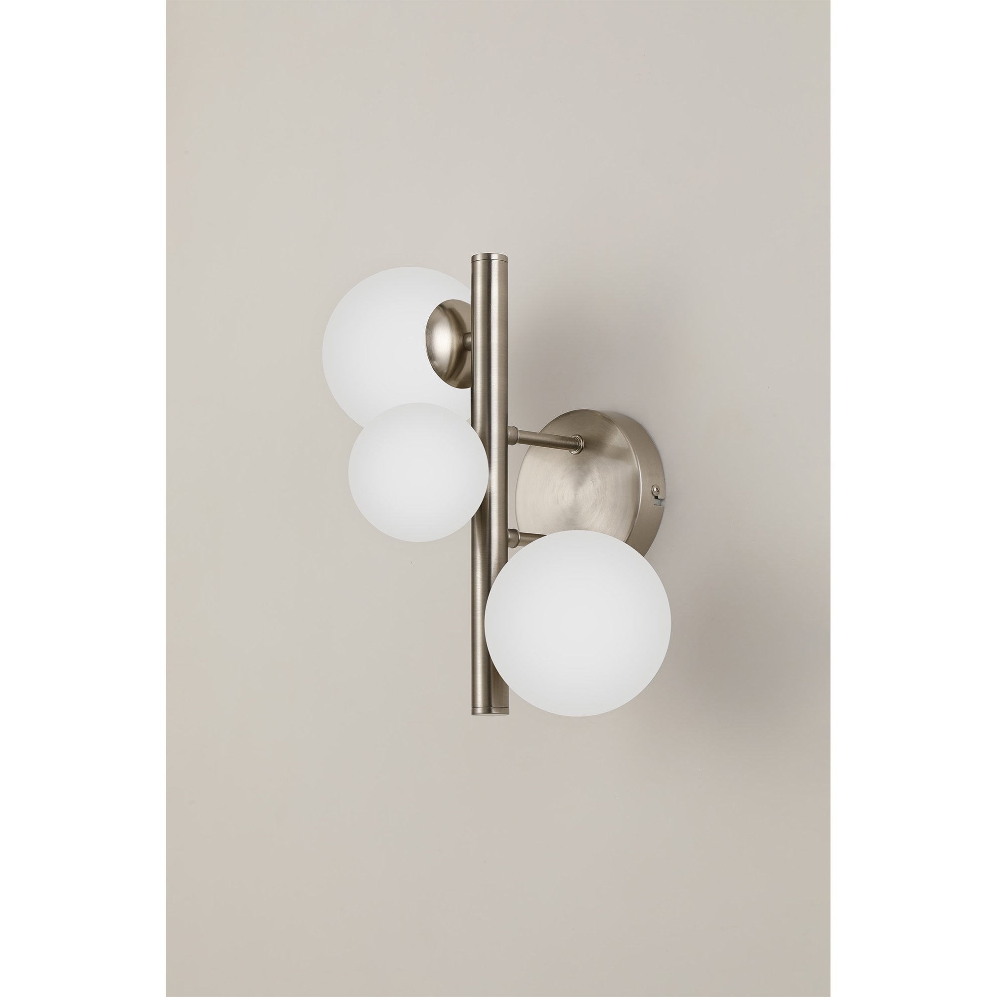 Fabula Deacon 3 Light Wall Lamp - Satin Nickel & Opal Glass