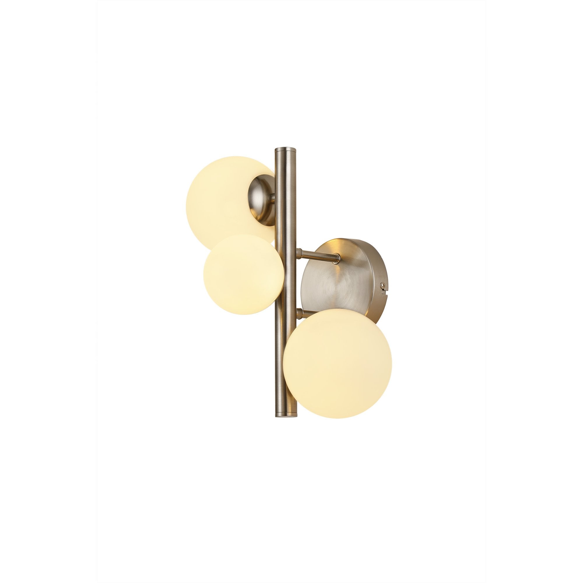 Fabula Deacon 3 Light Wall Lamp - Satin Nickel & Opal Glass