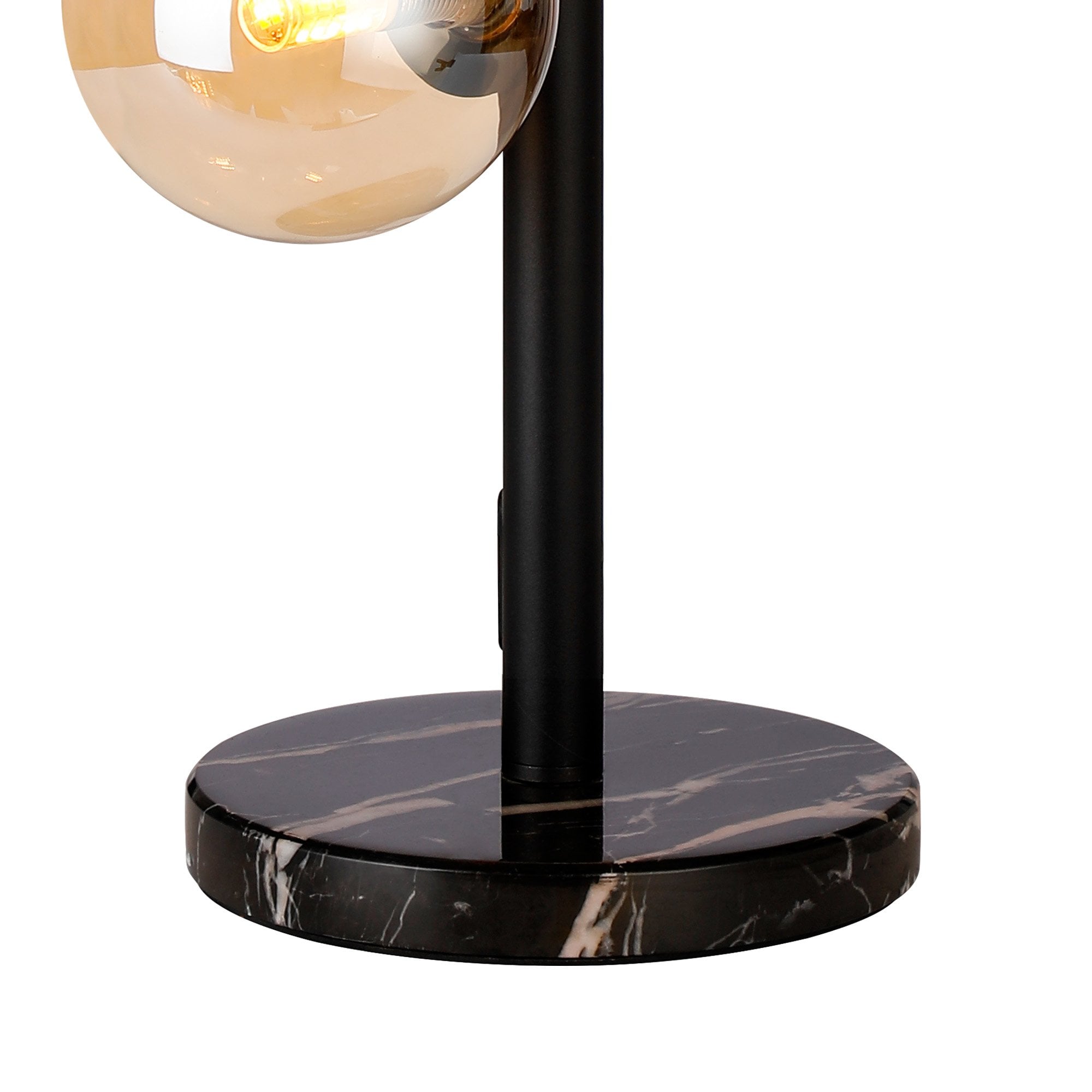 Fabula Deacon 4 Light Table Lamp - Satin Black & Amber Plated Glass