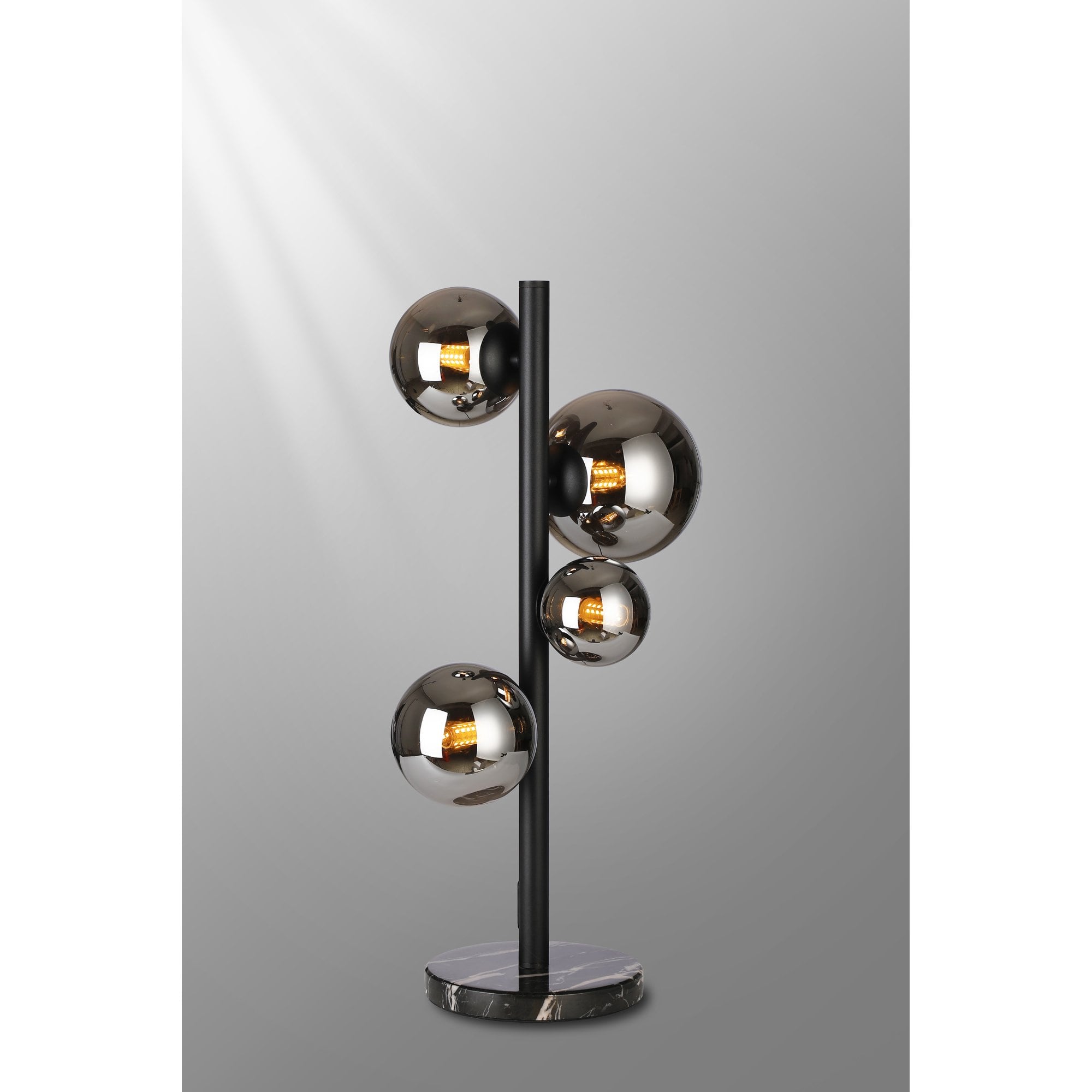 Fabula Deacon 4 Light Table Lamp - Satin Black & Chrome Plated Glass