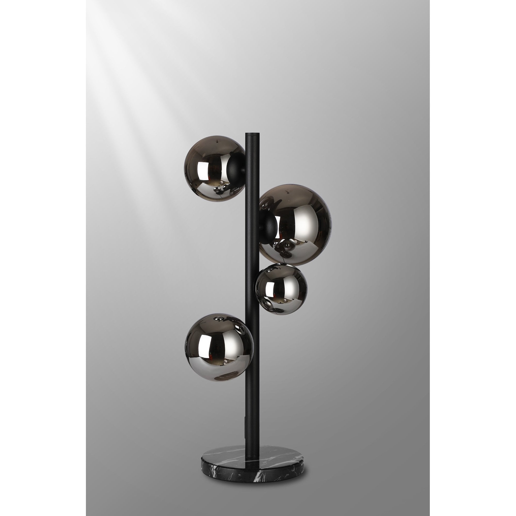 Fabula Deacon 4 Light Table Lamp - Satin Black & Chrome Plated Glass
