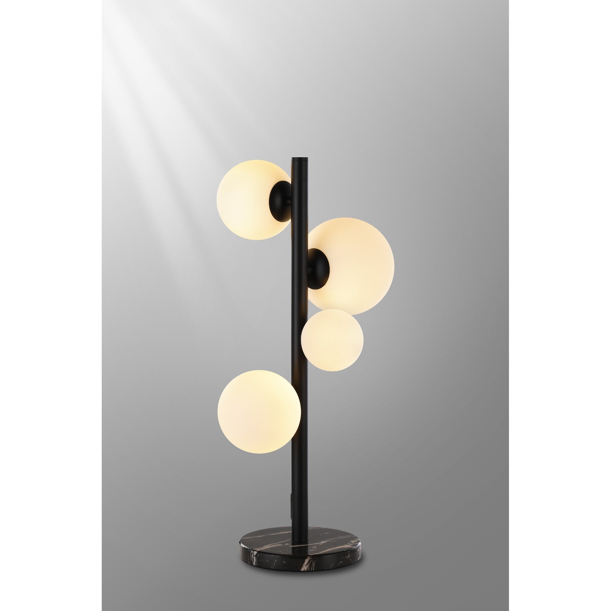 Fabula Deacon 4 Light Table Lamp - Satin Black & Opal Glass