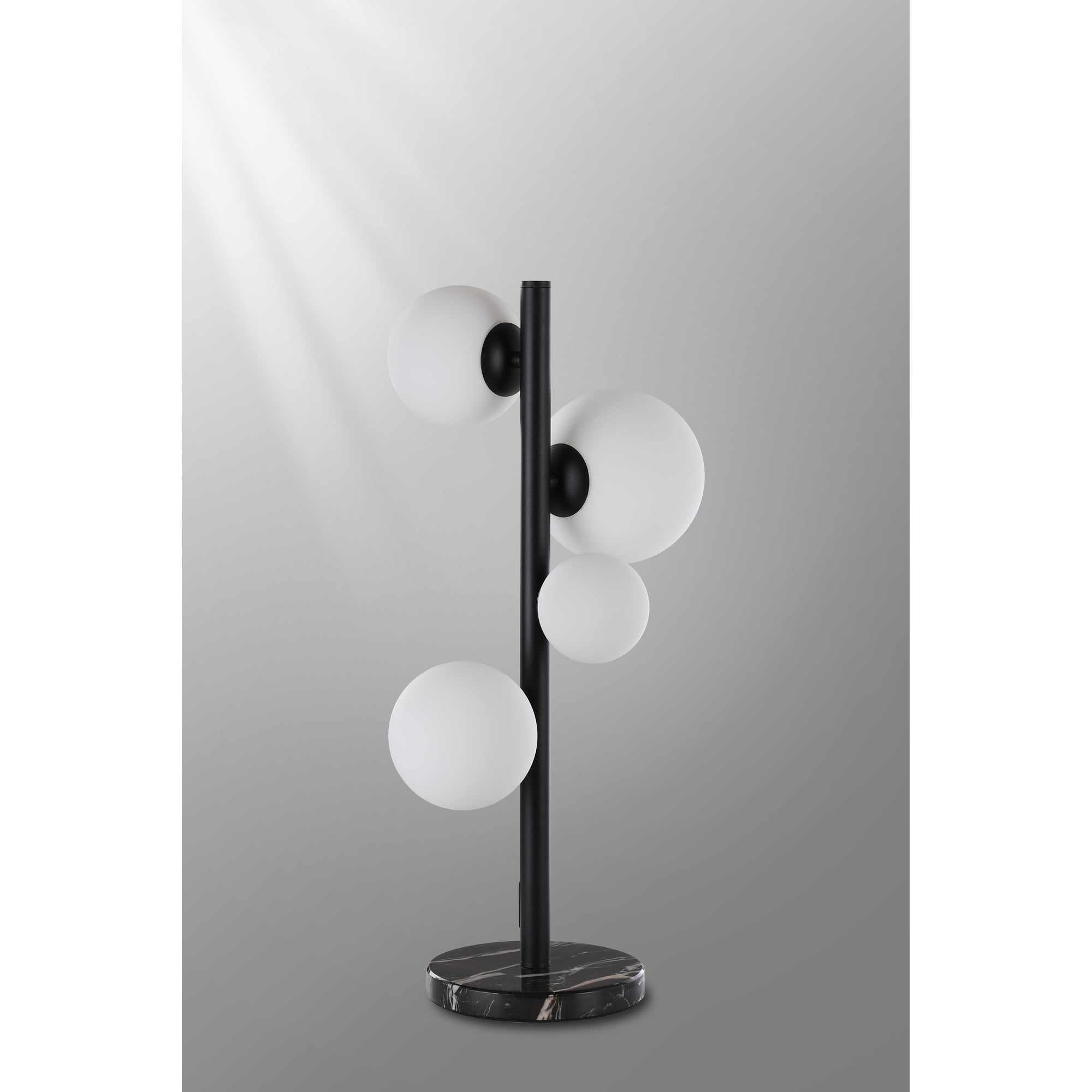 Fabula Deacon 4 Light Table Lamp - Satin Black & Opal Glass