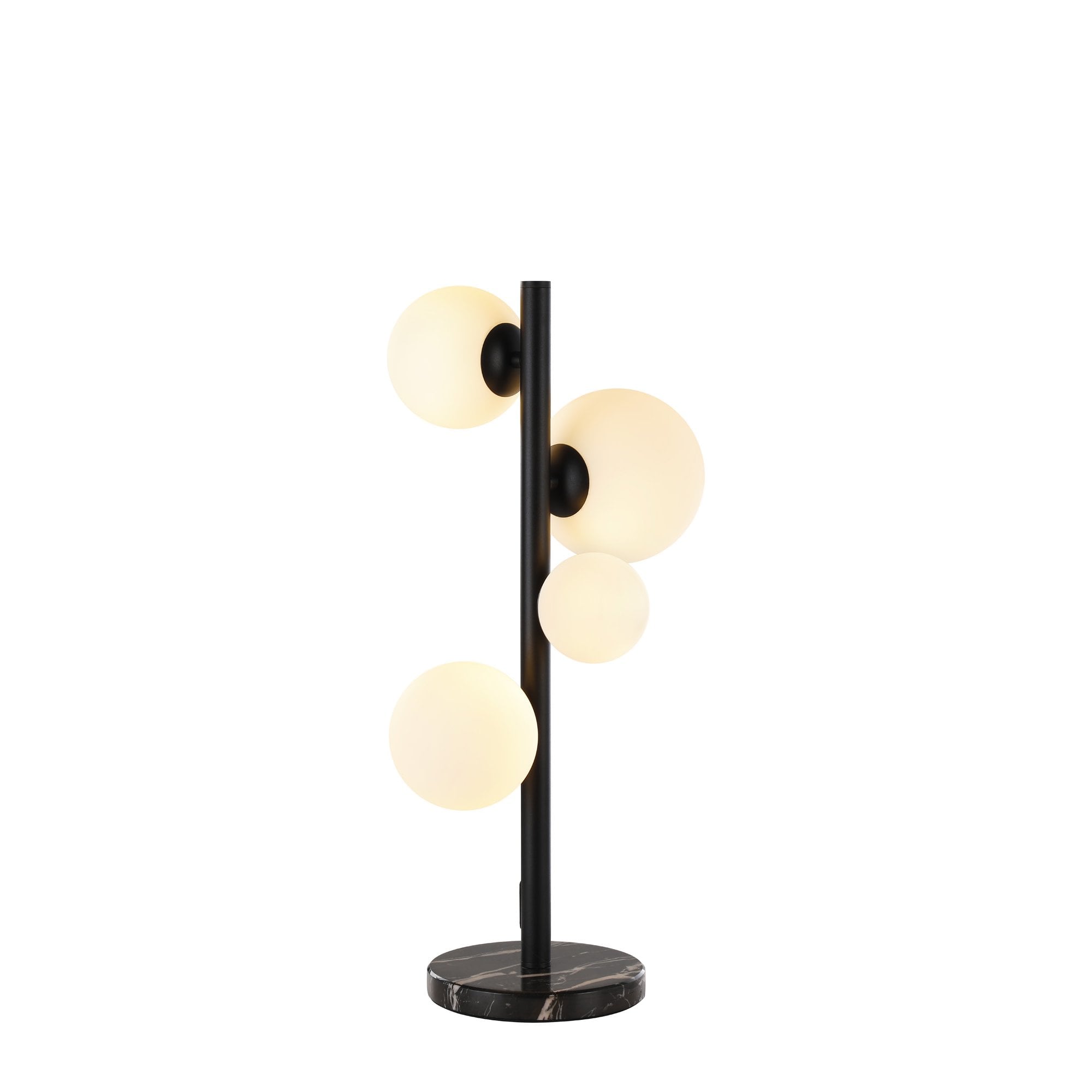 Fabula Deacon 4 Light Table Lamp - Satin Black & Opal Glass