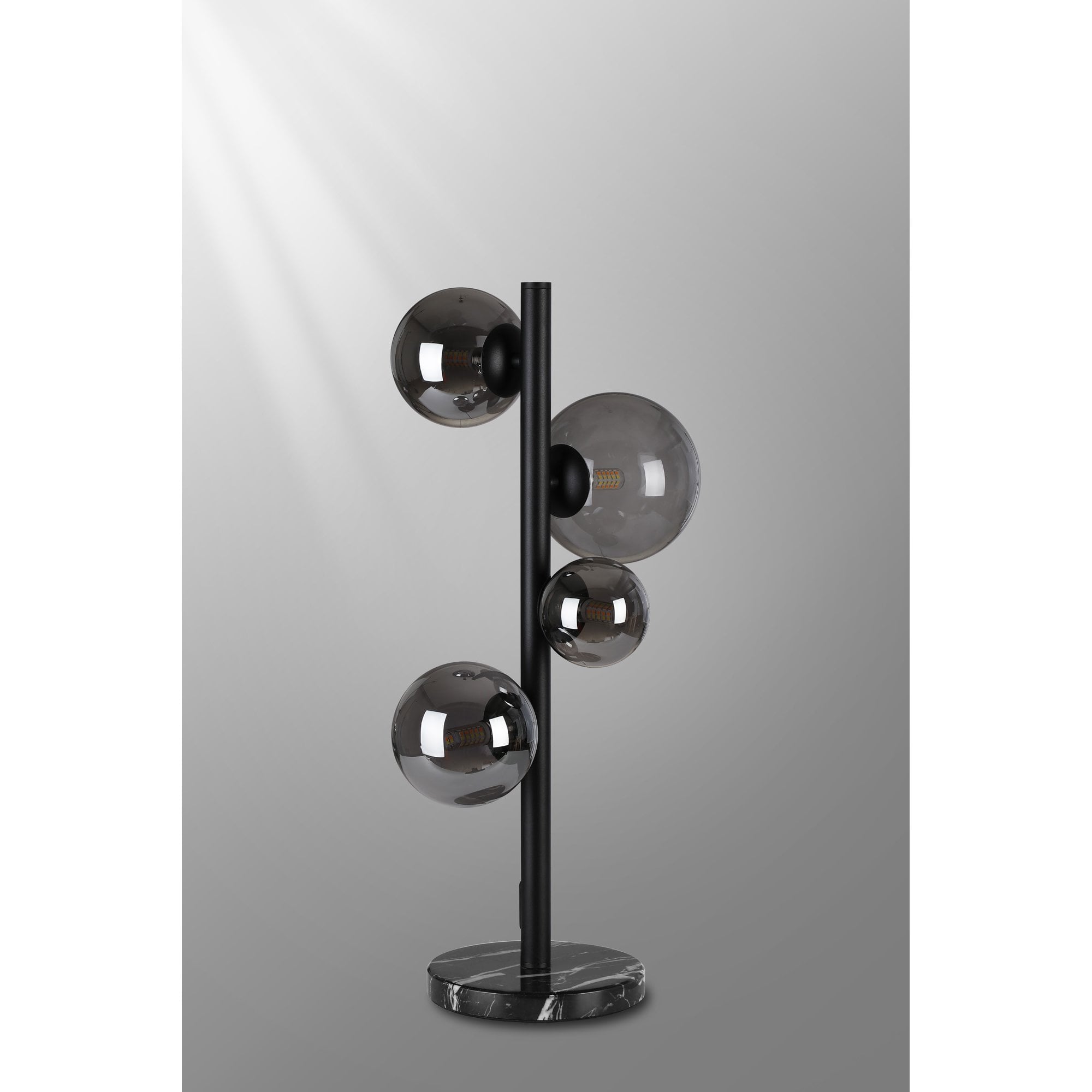 Fabula Deacon 4 Light Table Lamp - Satin Black & Smoke Plated Glass