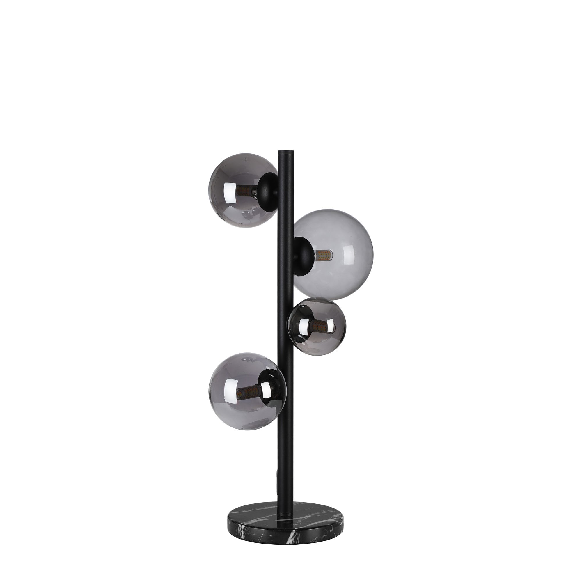 Fabula Deacon 4 Light Table Lamp - Satin Black & Smoke Plated Glass