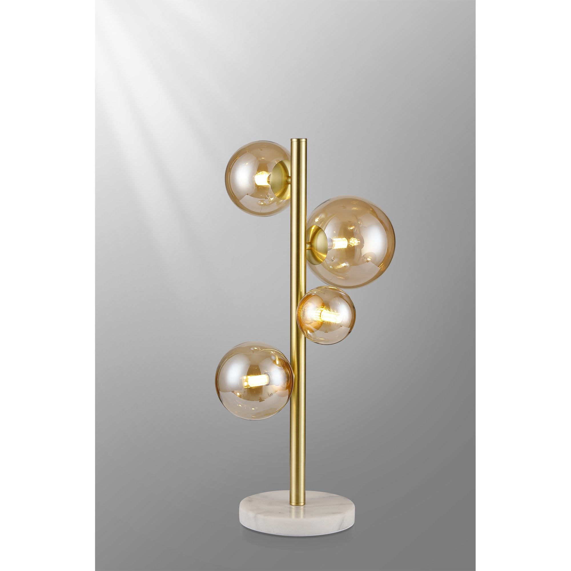 Fabula Deacon 4 Light Table Lamp - Satin Gold & Amber Plated Glass