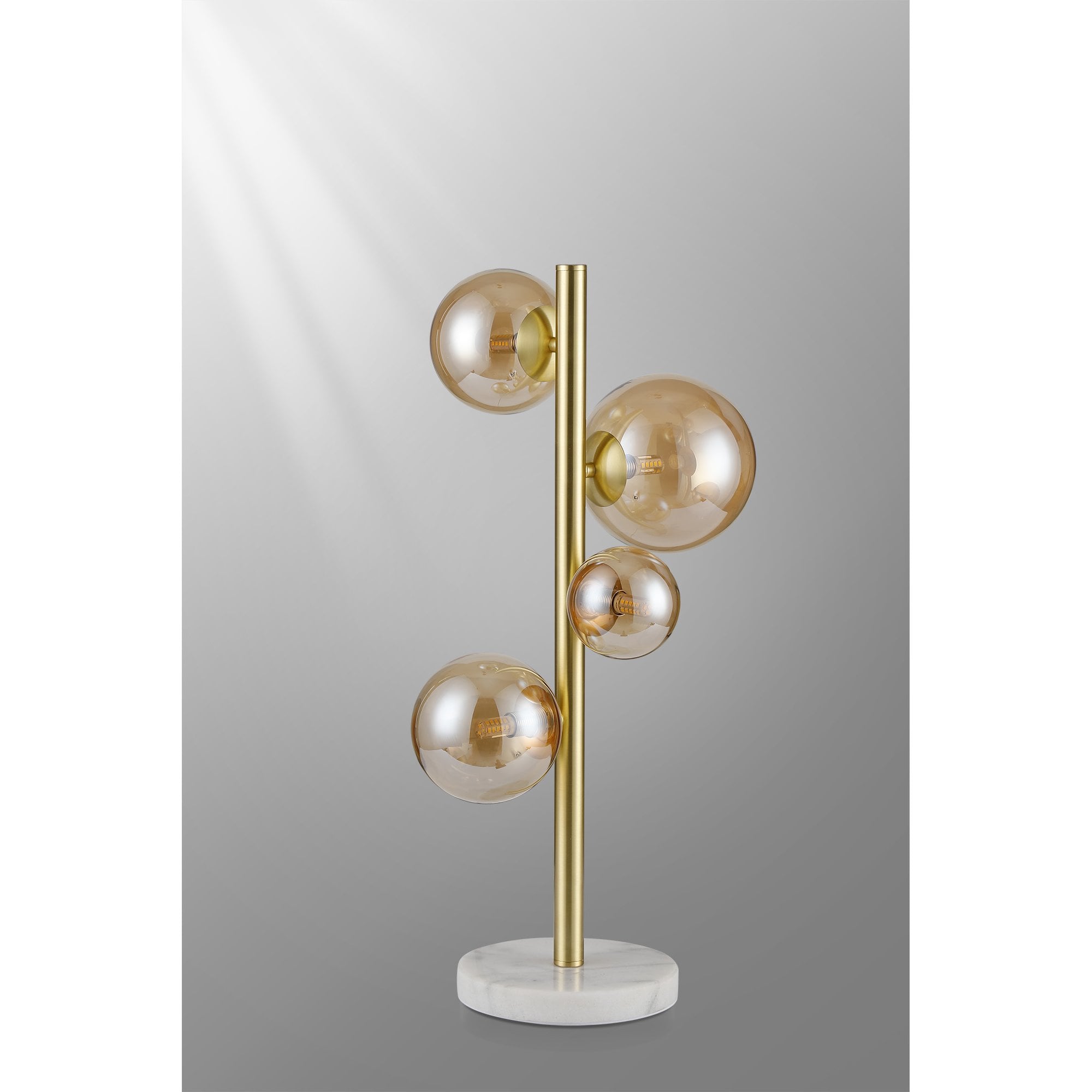 Fabula Deacon 4 Light Table Lamp - Satin Gold & Amber Plated Glass