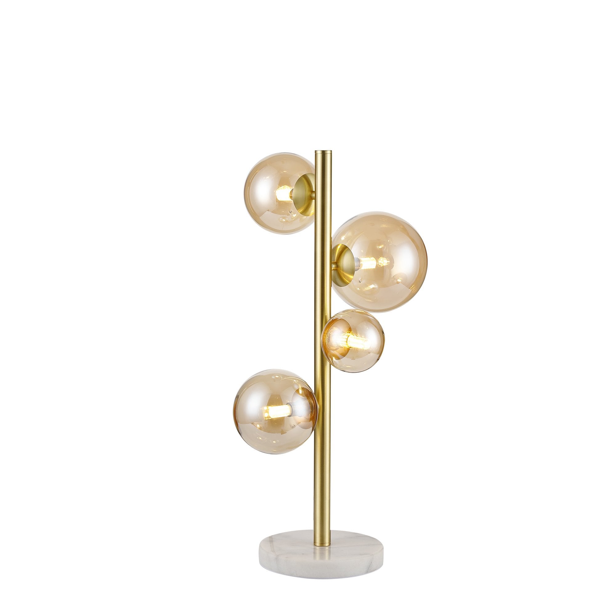 Fabula Deacon 4 Light Table Lamp - Satin Gold & Amber Plated Glass