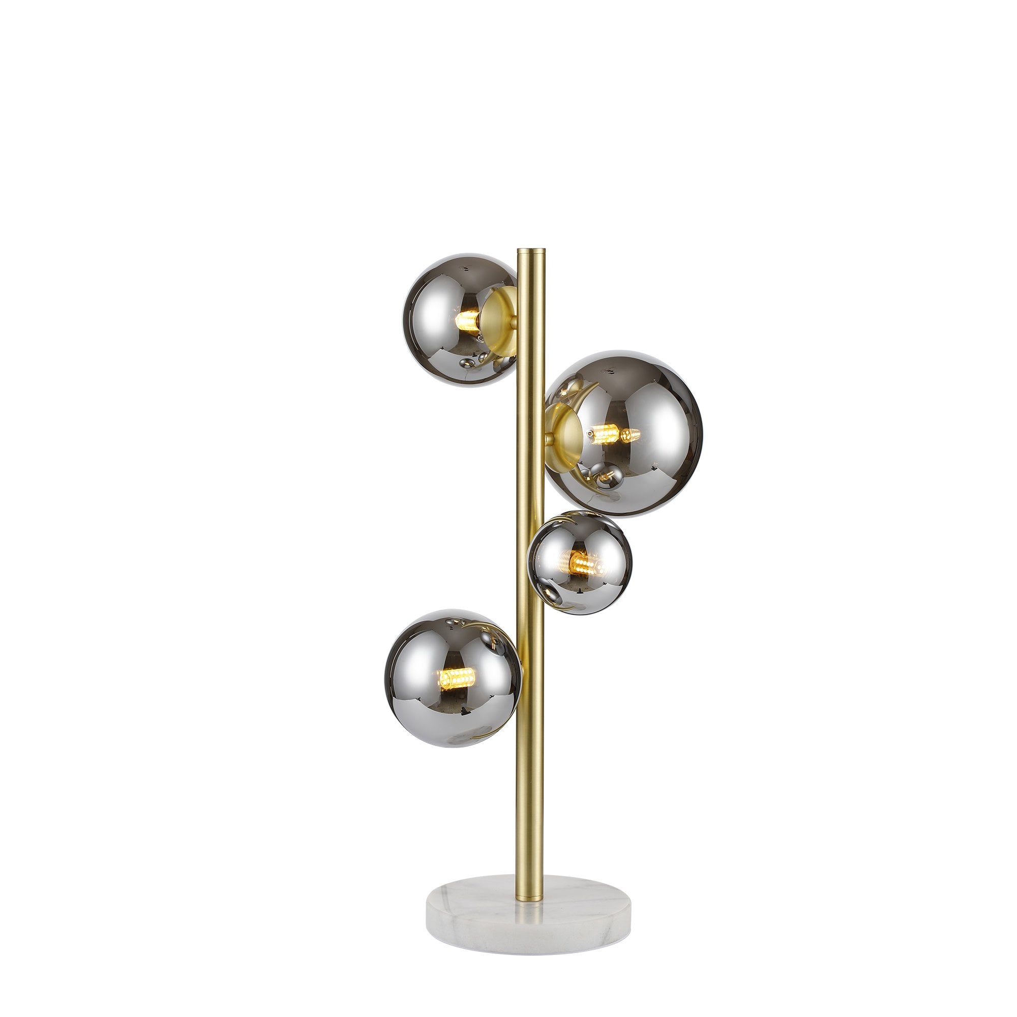 Fabula Deacon 4 Light Table Lamp - Satin Gold & Chrome Plated Glass