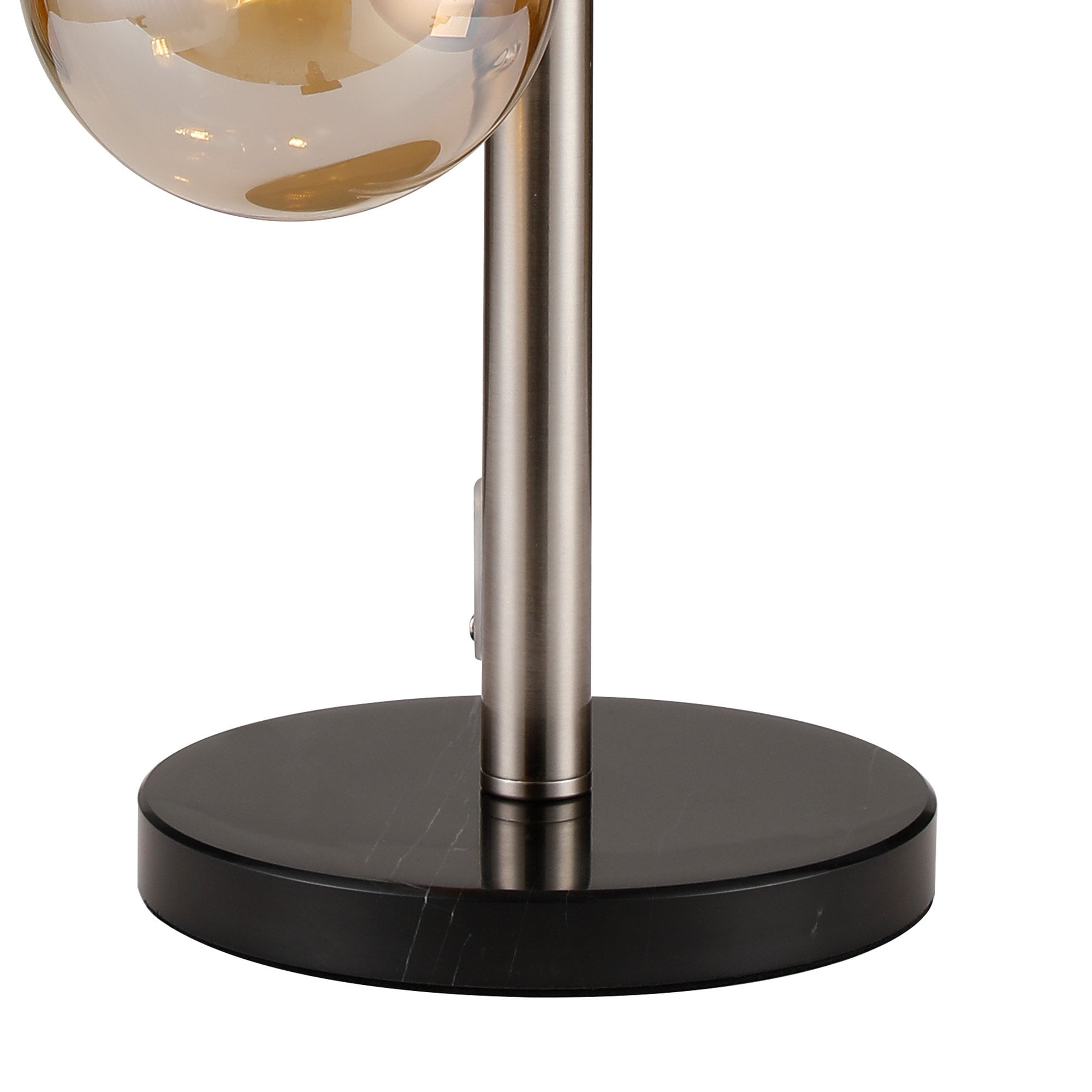 Fabula Deacon 4 Light Table Lamp - Satin Nickel & Amber Plated Glass