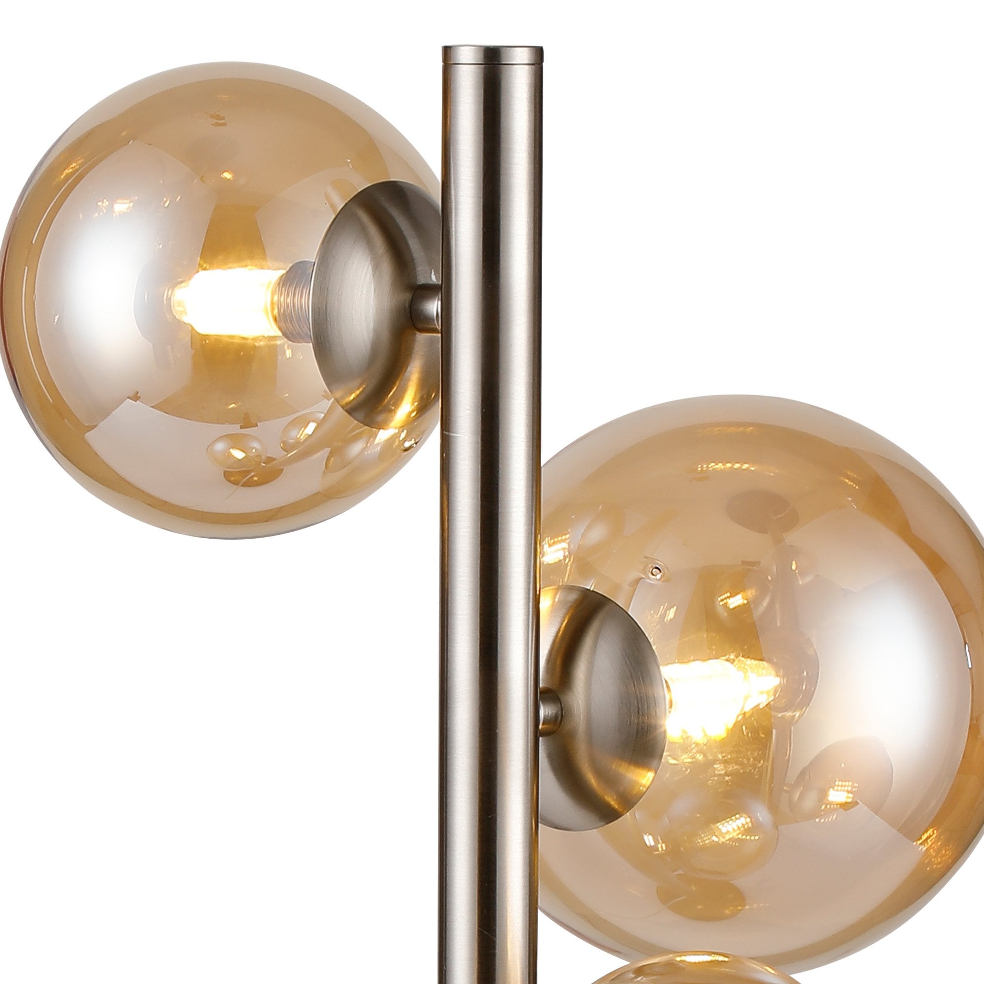 Fabula Deacon 4 Light Table Lamp - Satin Nickel & Amber Plated Glass