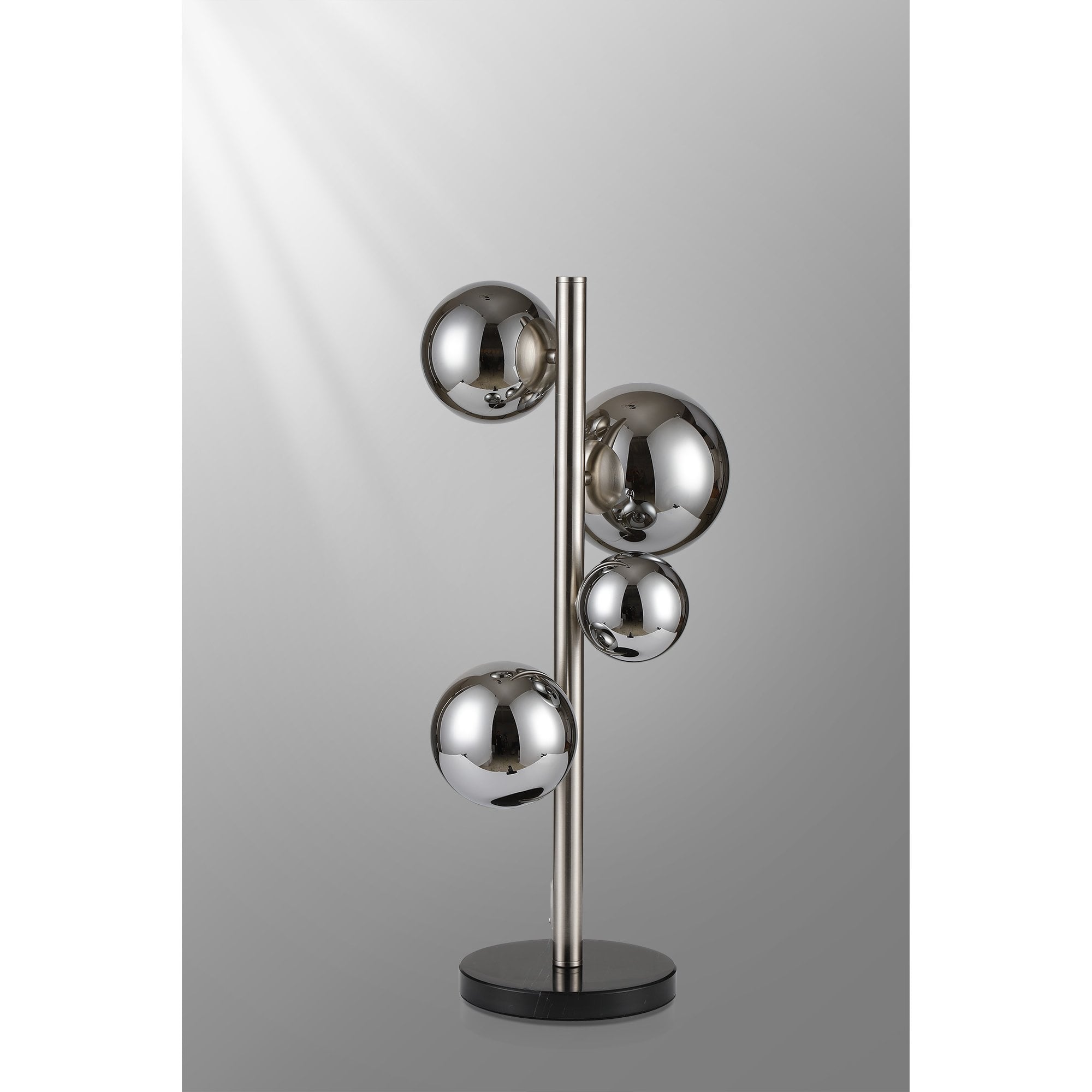Fabula Deacon 4 Light Table Lamp - Satin Nickel & Chrome Plated Glass