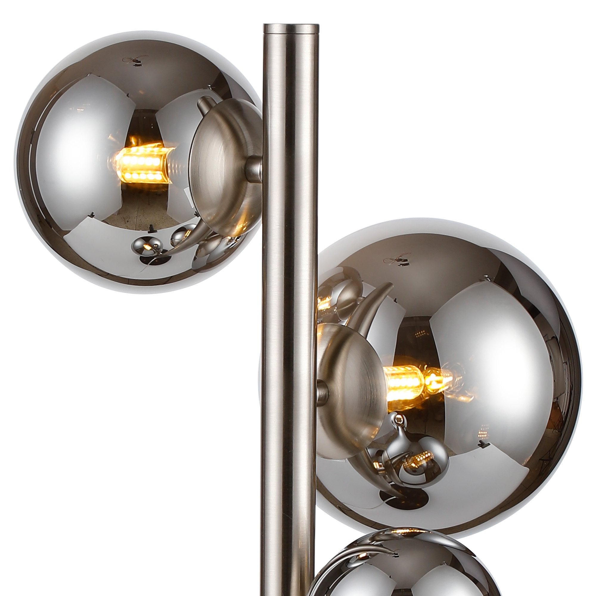 Fabula Deacon 4 Light Table Lamp - Satin Nickel & Chrome Plated Glass