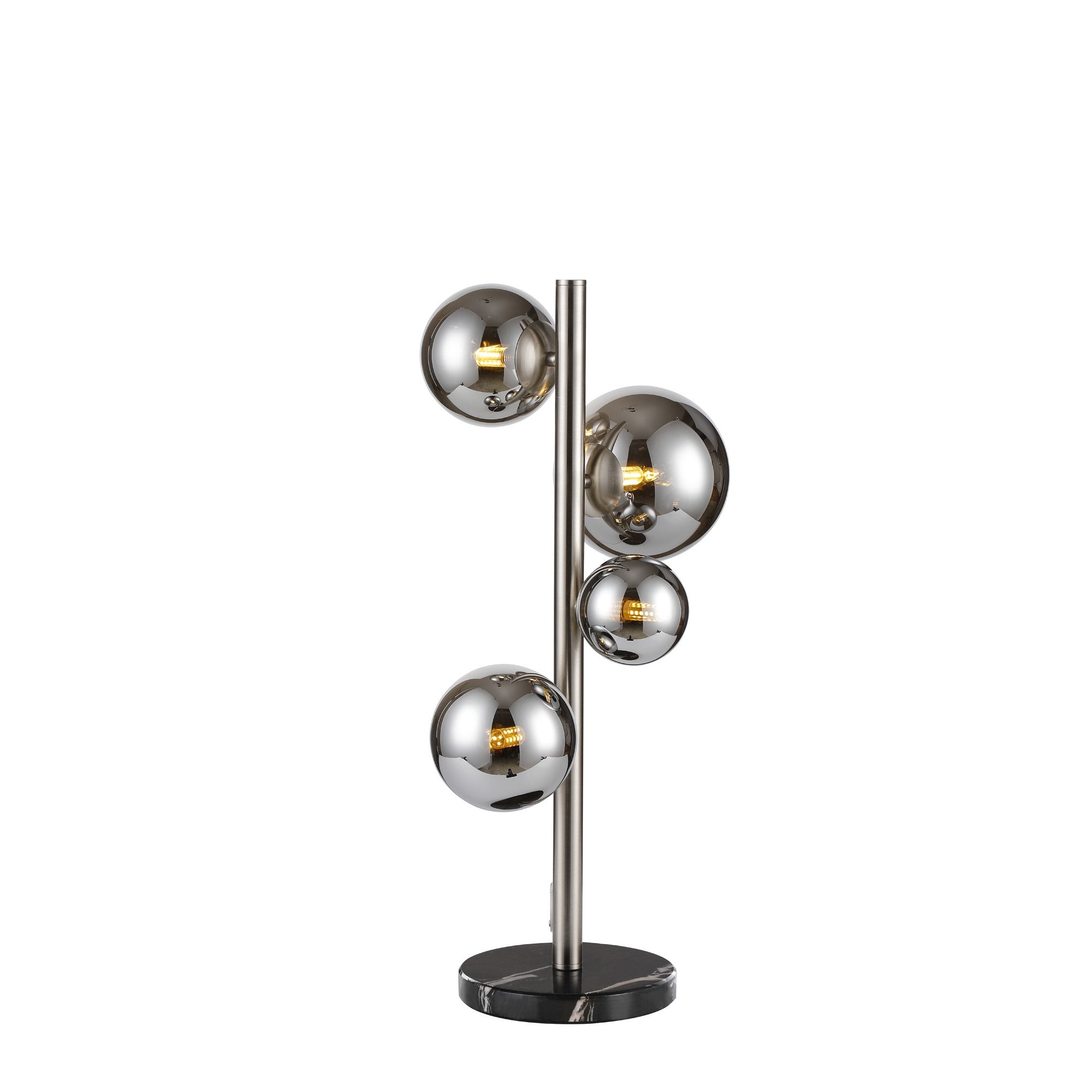 Fabula Deacon 4 Light Table Lamp - Satin Nickel & Chrome Plated Glass