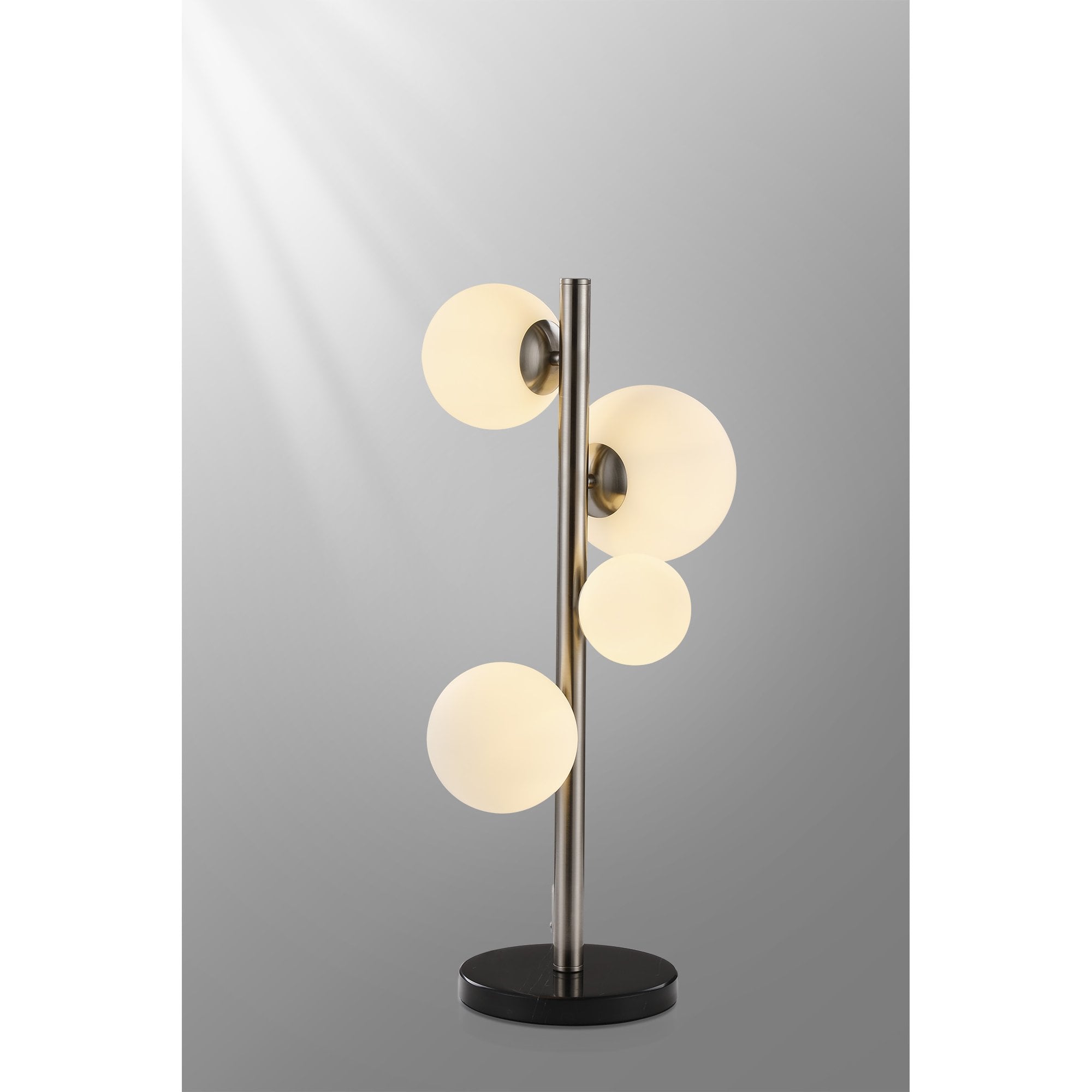 Fabula Deacon 4 Light Table Lamp - Satin Nickel & Opal Glass