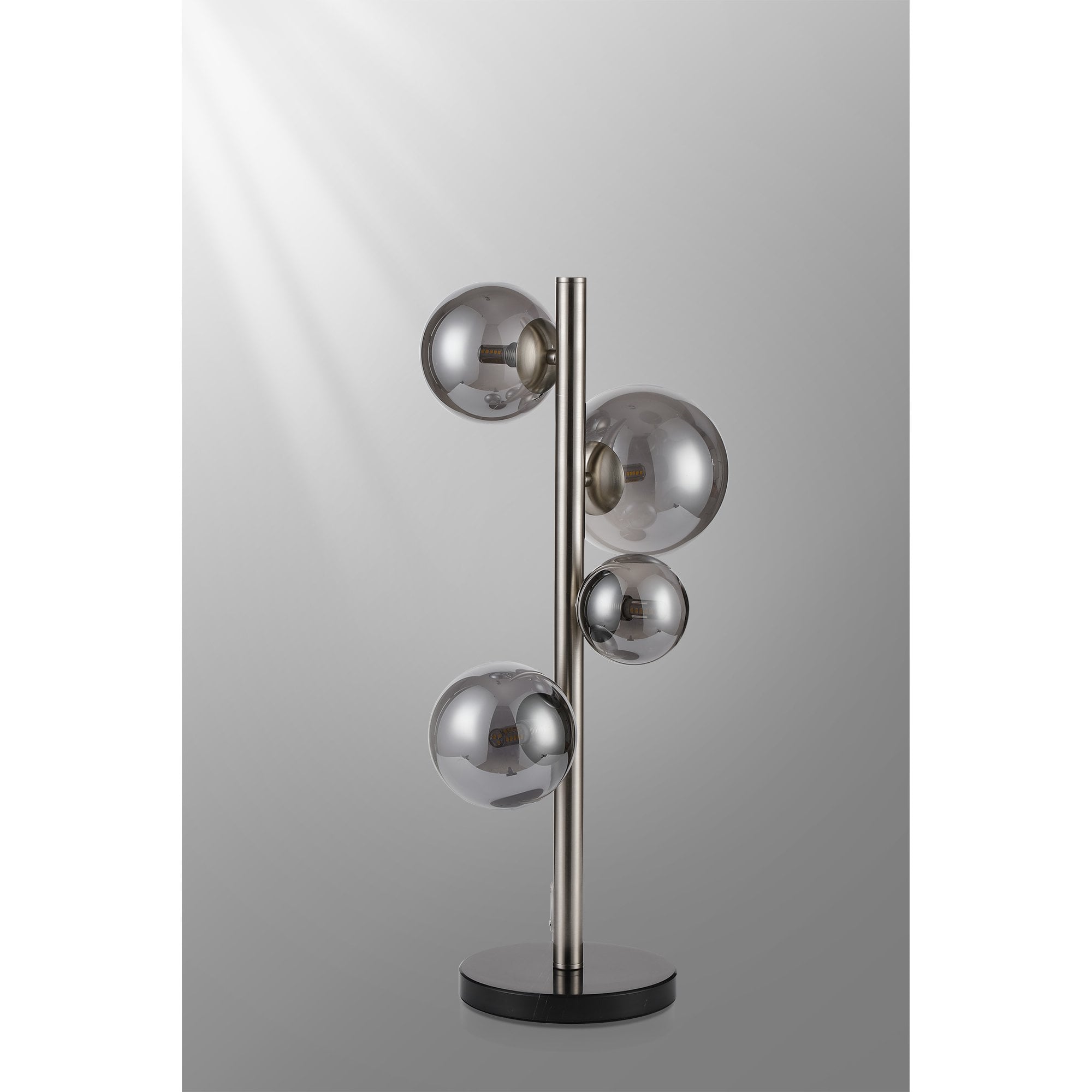 Fabula Deacon 4 Light Table Lamp - Satin Nickel & Smoke Plated Glass