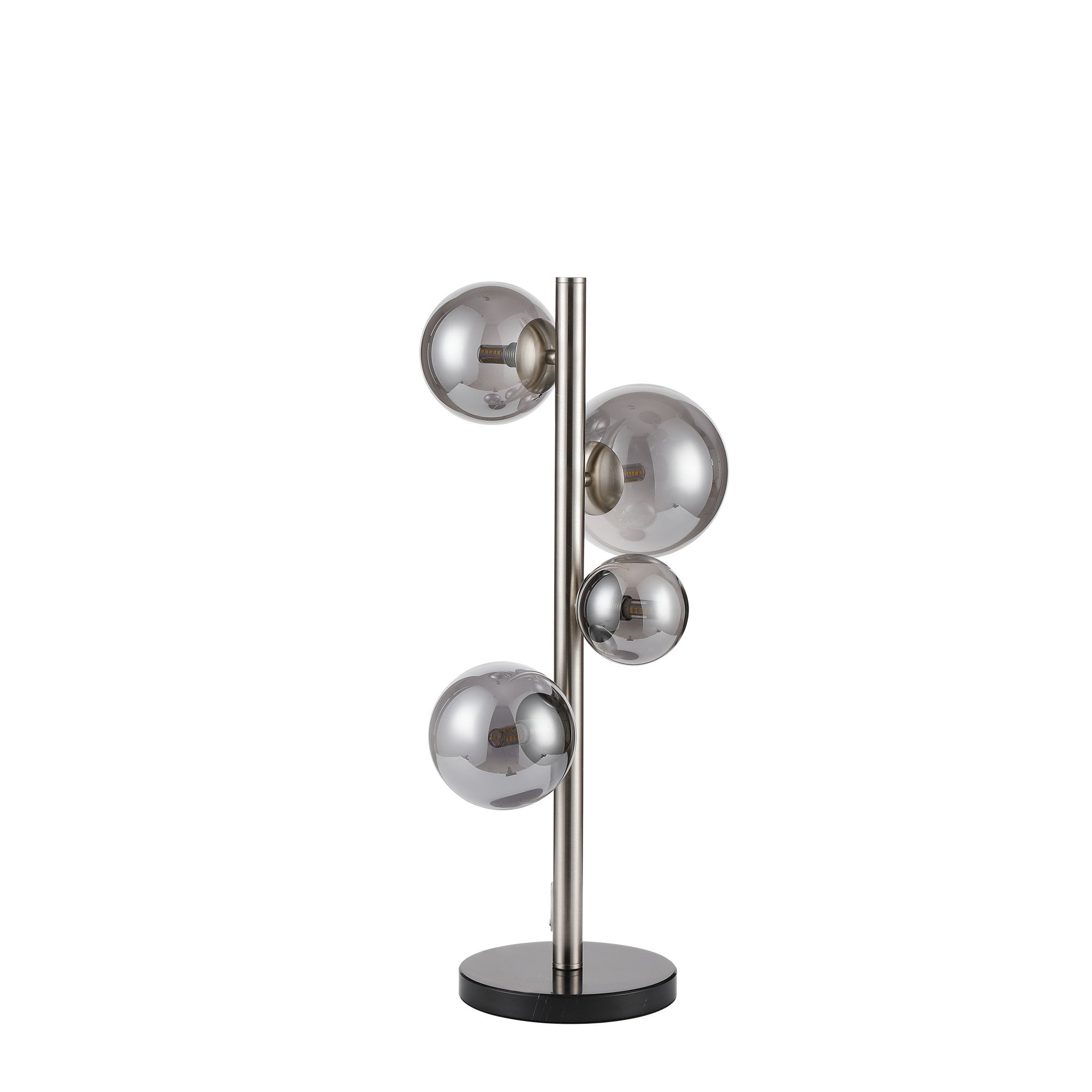 Fabula Deacon 4 Light Table Lamp - Satin Nickel & Smoke Plated Glass