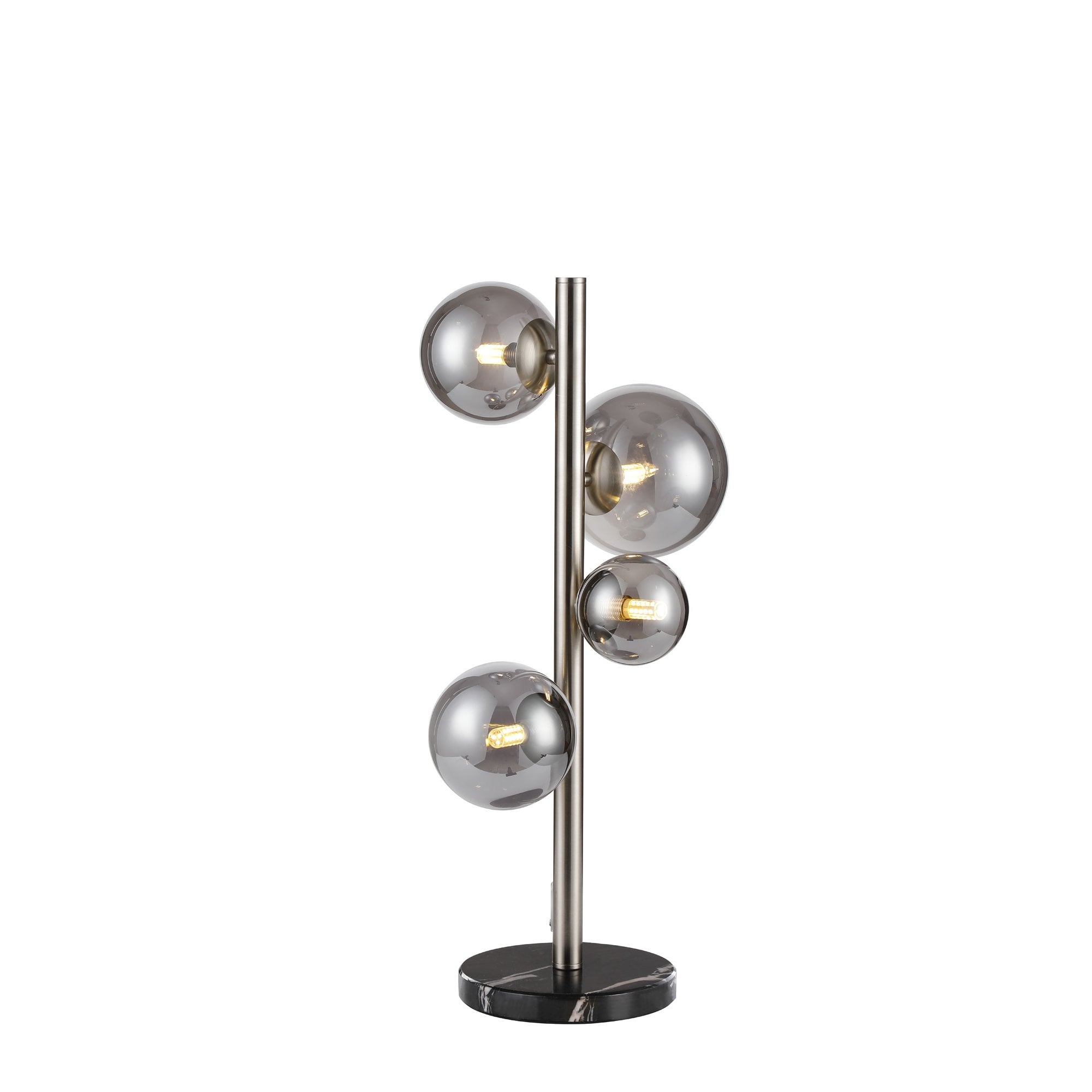 Fabula Deacon 4 Light Table Lamp - Satin Nickel & Smoke Plated Glass