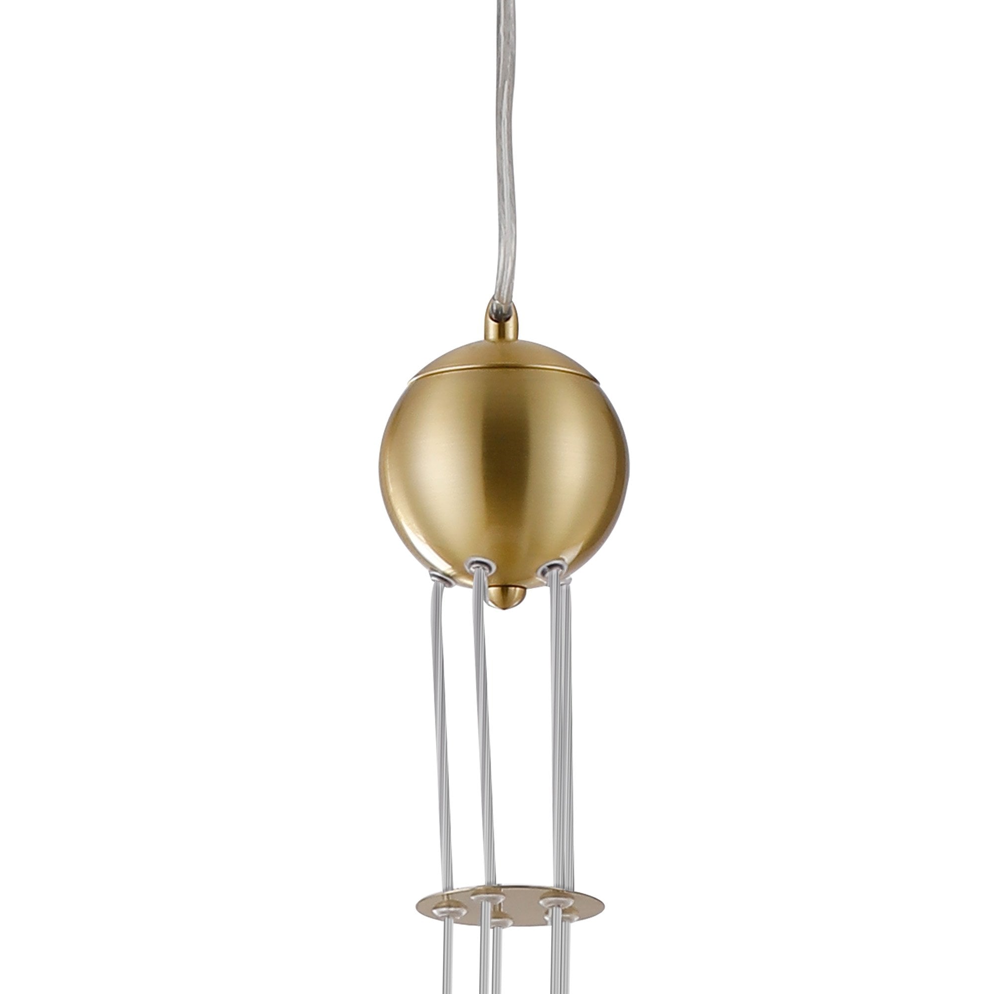 Fabula Deacon 5 Light Pendant - Satin Gold & Amber Plated Glass
