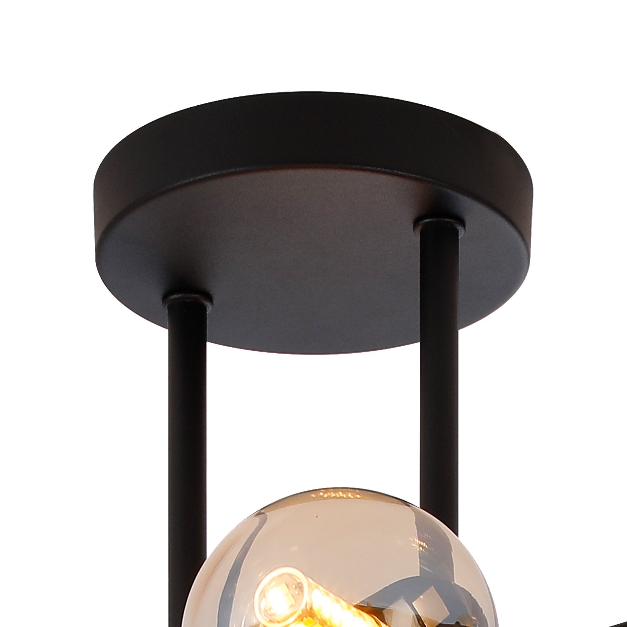 Fabula Deacon 6 Light Semi-Flush Light - Satin Black & Amber Plated Glass