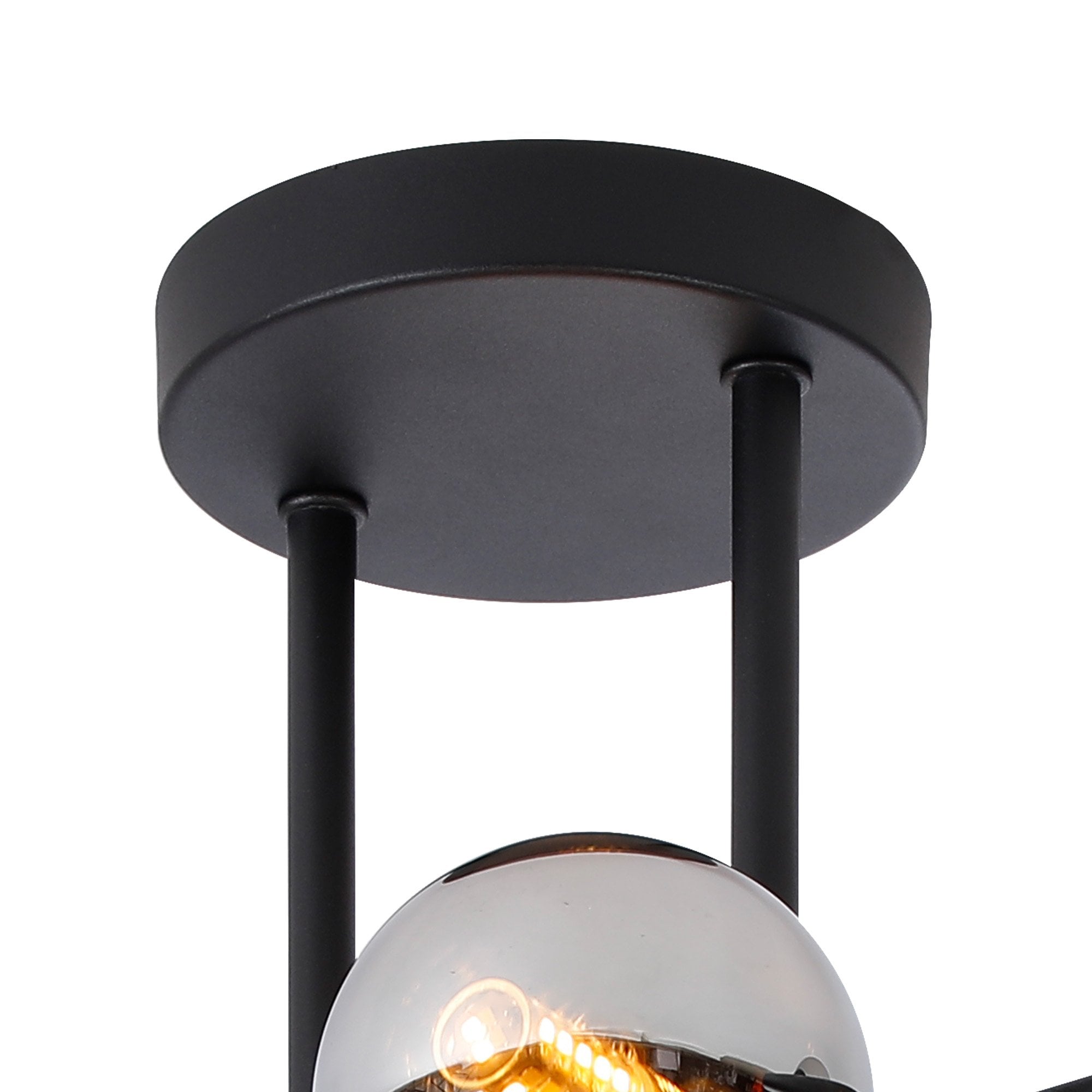 Fabula Deacon 6 Light Semi-Flush Light - Satin Black & Chrome Plated Glass