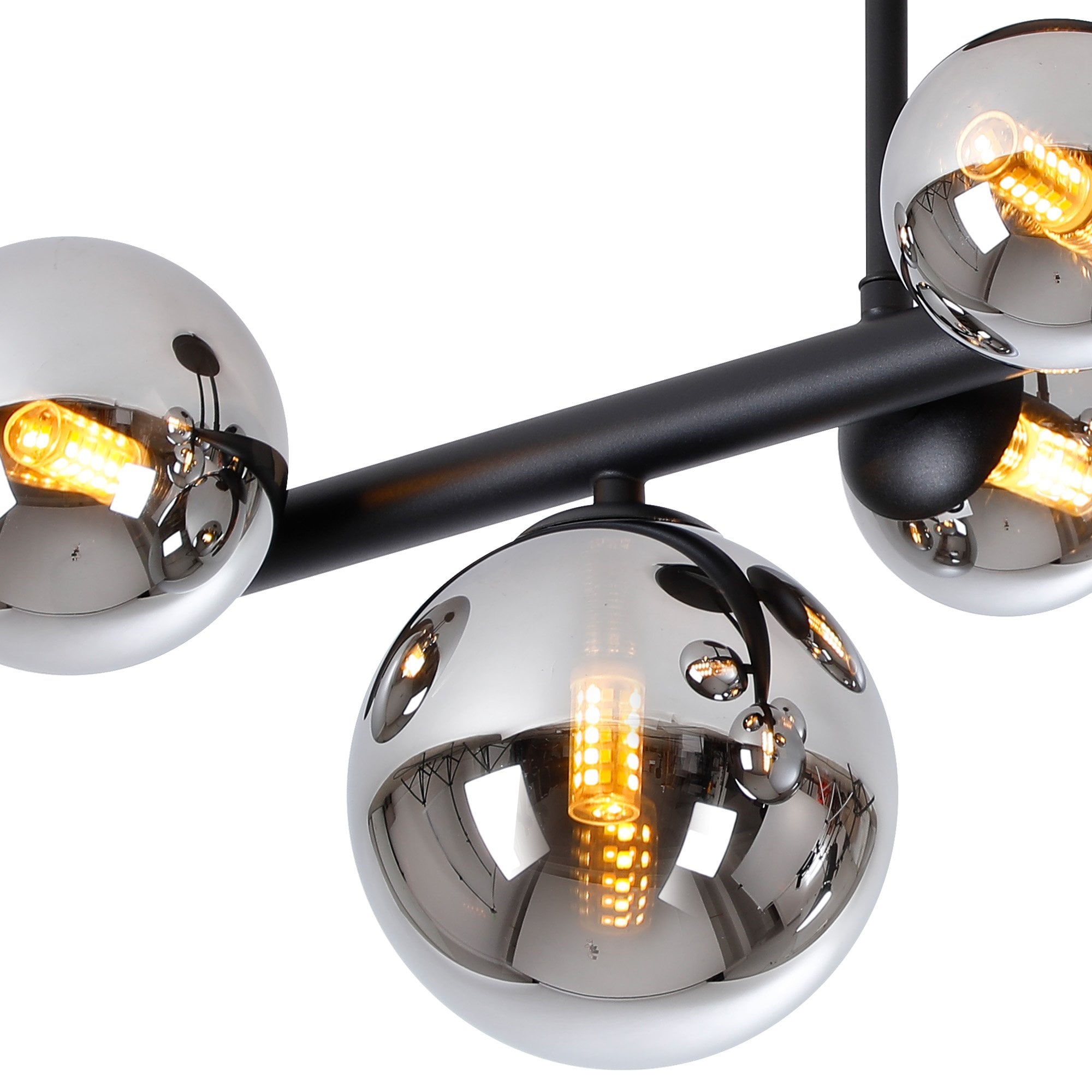 Fabula Deacon 6 Light Semi-Flush Light - Satin Black & Chrome Plated Glass