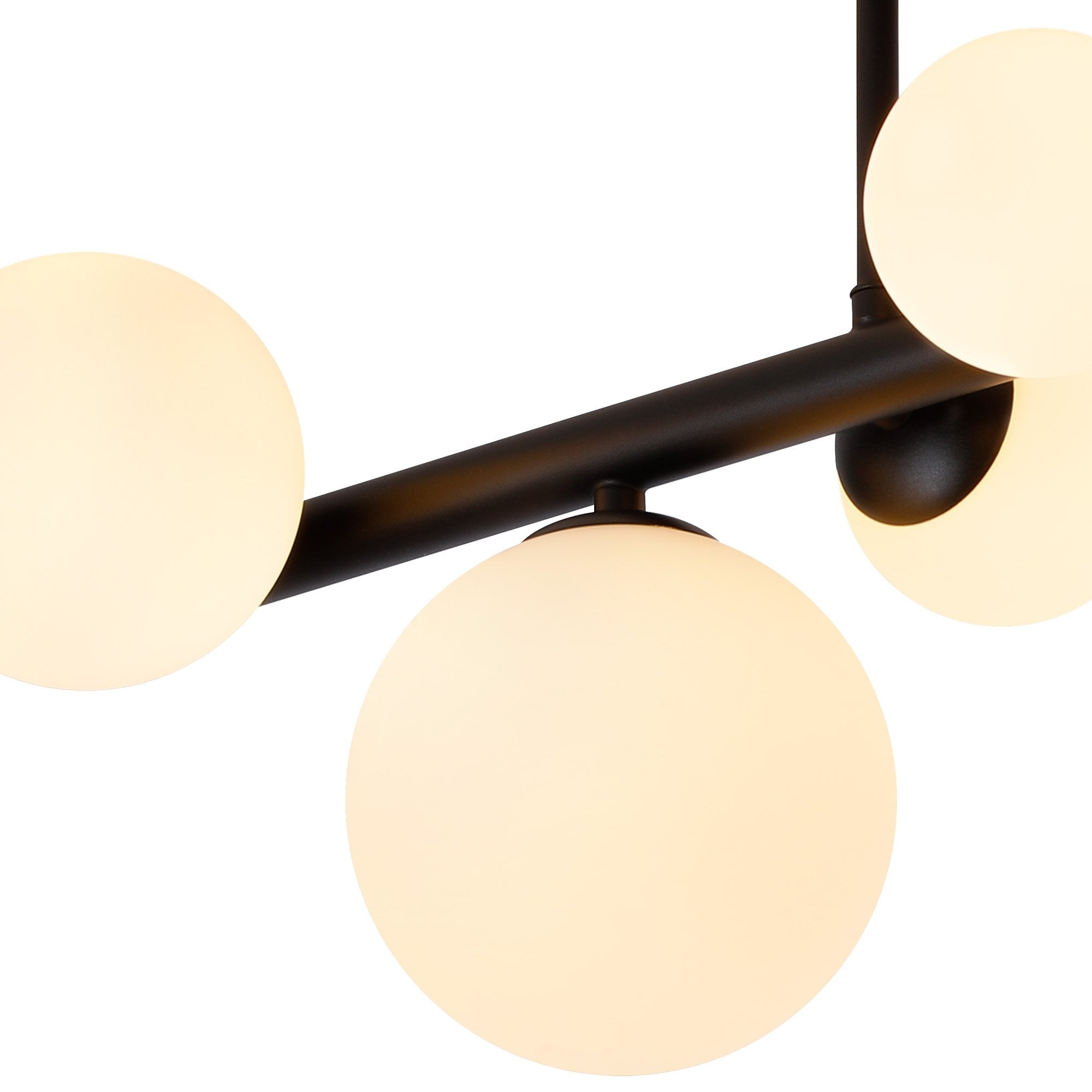 Fabula Deacon 6 Light Semi-Flush Light - Satin Black & Opal Glass