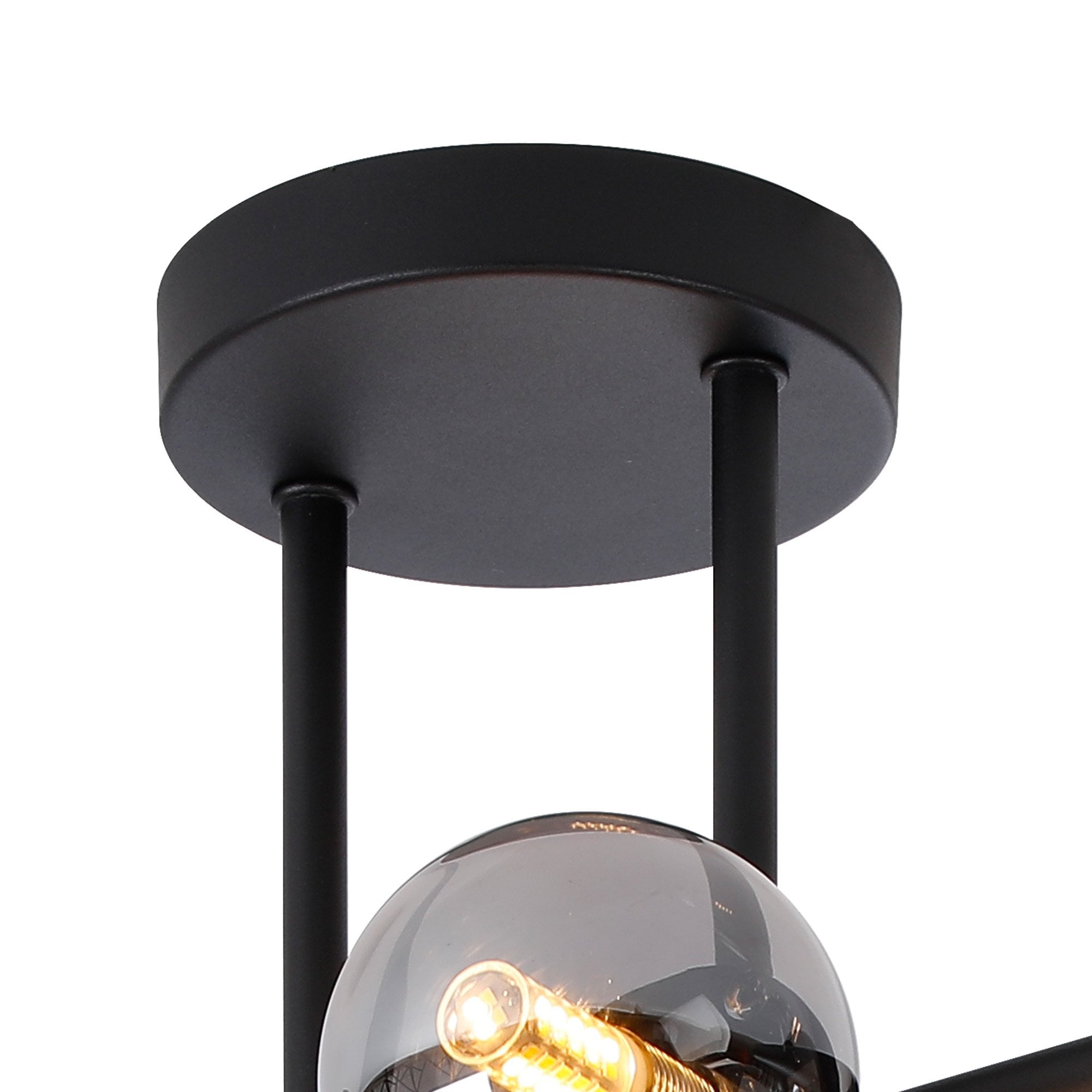 Fabula Deacon 6 Light Semi-Flush Light - Satin Black & Smoke Plated Glass