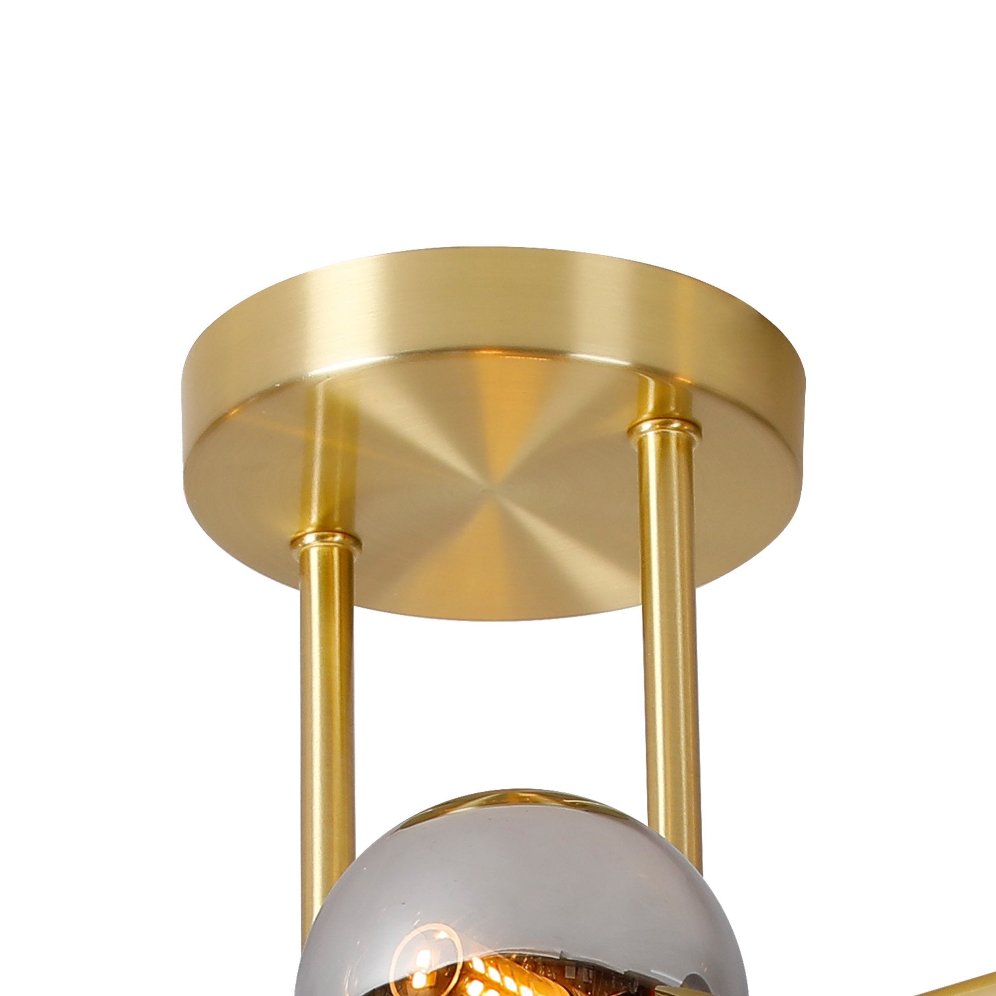 Fabula Deacon 6 Light Semi-Flush Light - Satin Gold & Chrome Plated Glass
