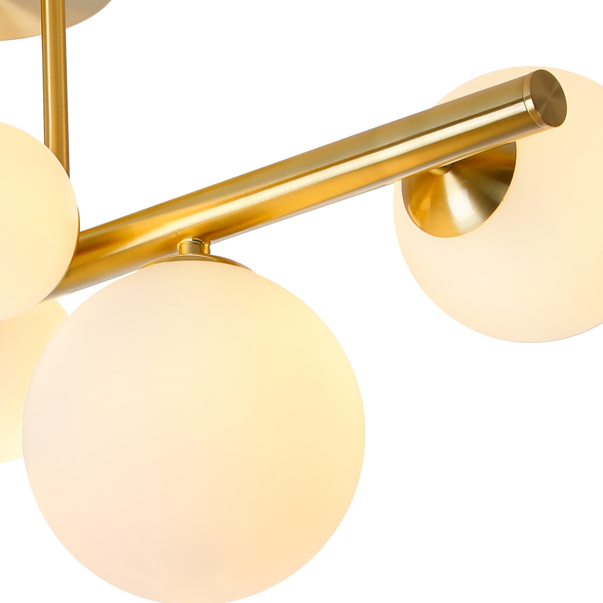 Fabula Deacon 6 Light Semi-Flush Light - Satin Gold & Opal Glass