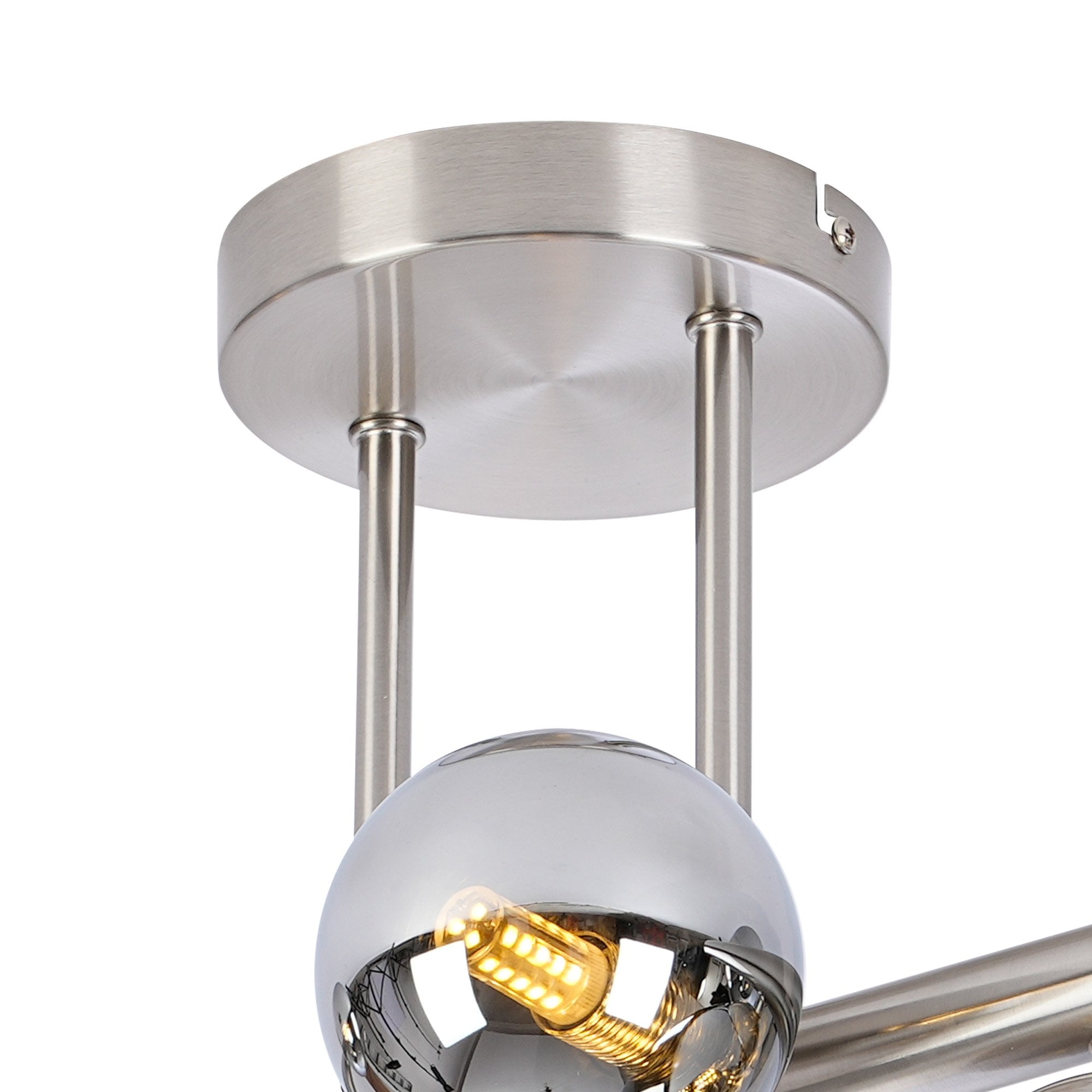 Fabula Deacon 6 Light Semi-Flush Light - Satin Nickel & Chrome Plated Glass