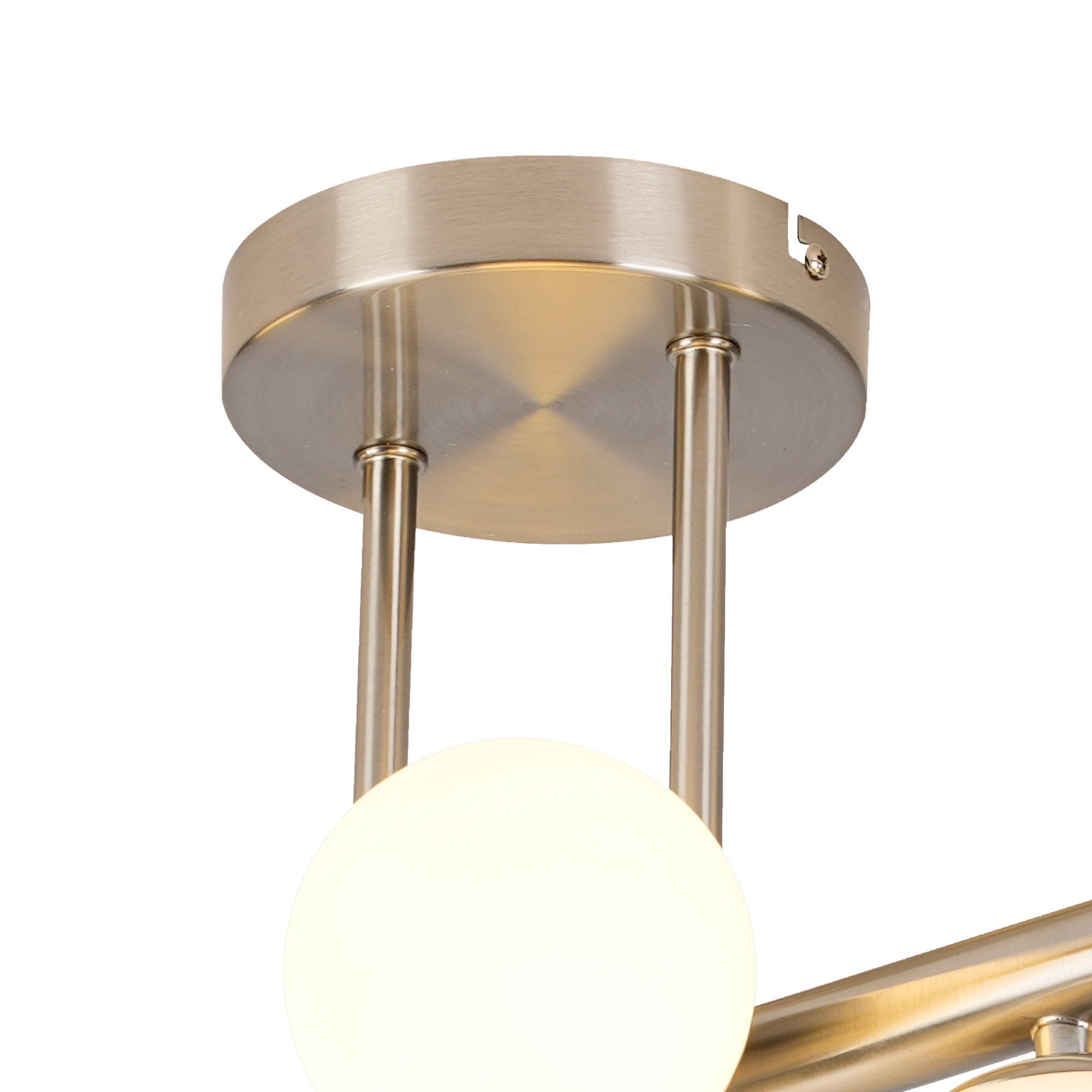 Fabula Deacon 6 Light Semi-Flush Light - Satin Nickel & Opal Glass
