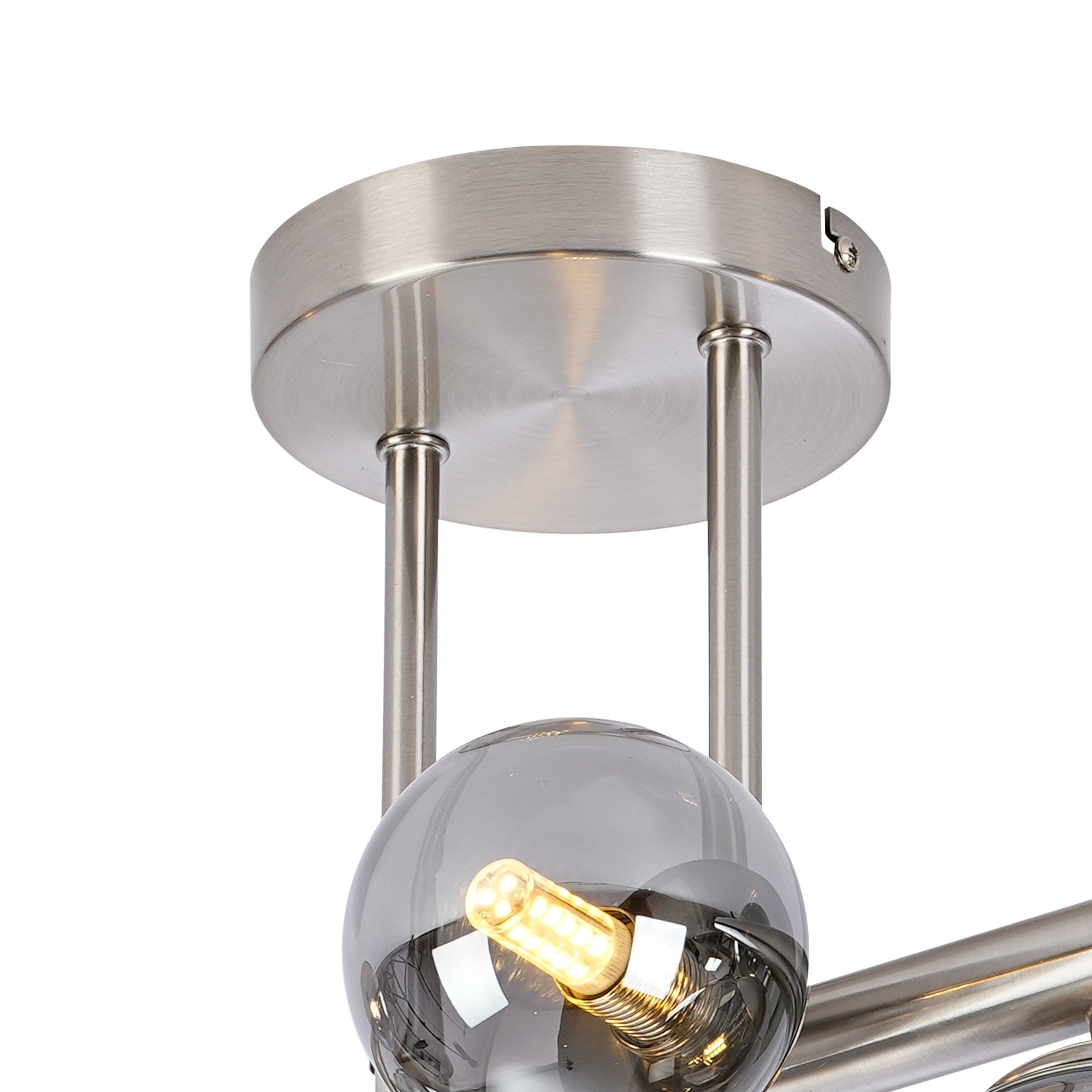 Fabula Deacon 6 Light Semi-Flush Light - Satin Nickel & Smoke Plated Glass