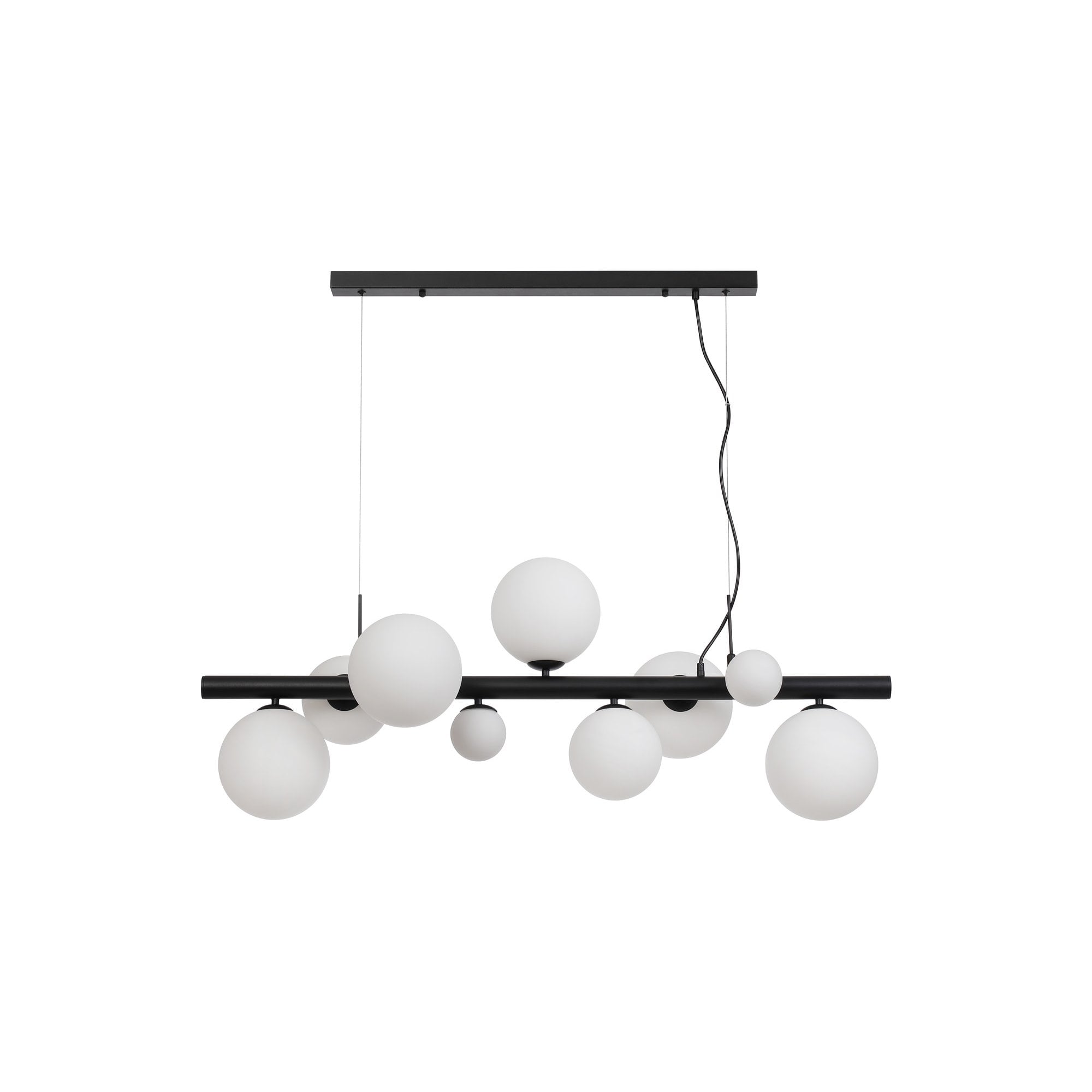 Fabula Deacon 9 Light Linear Pendant - Satin Black & Opal Glass